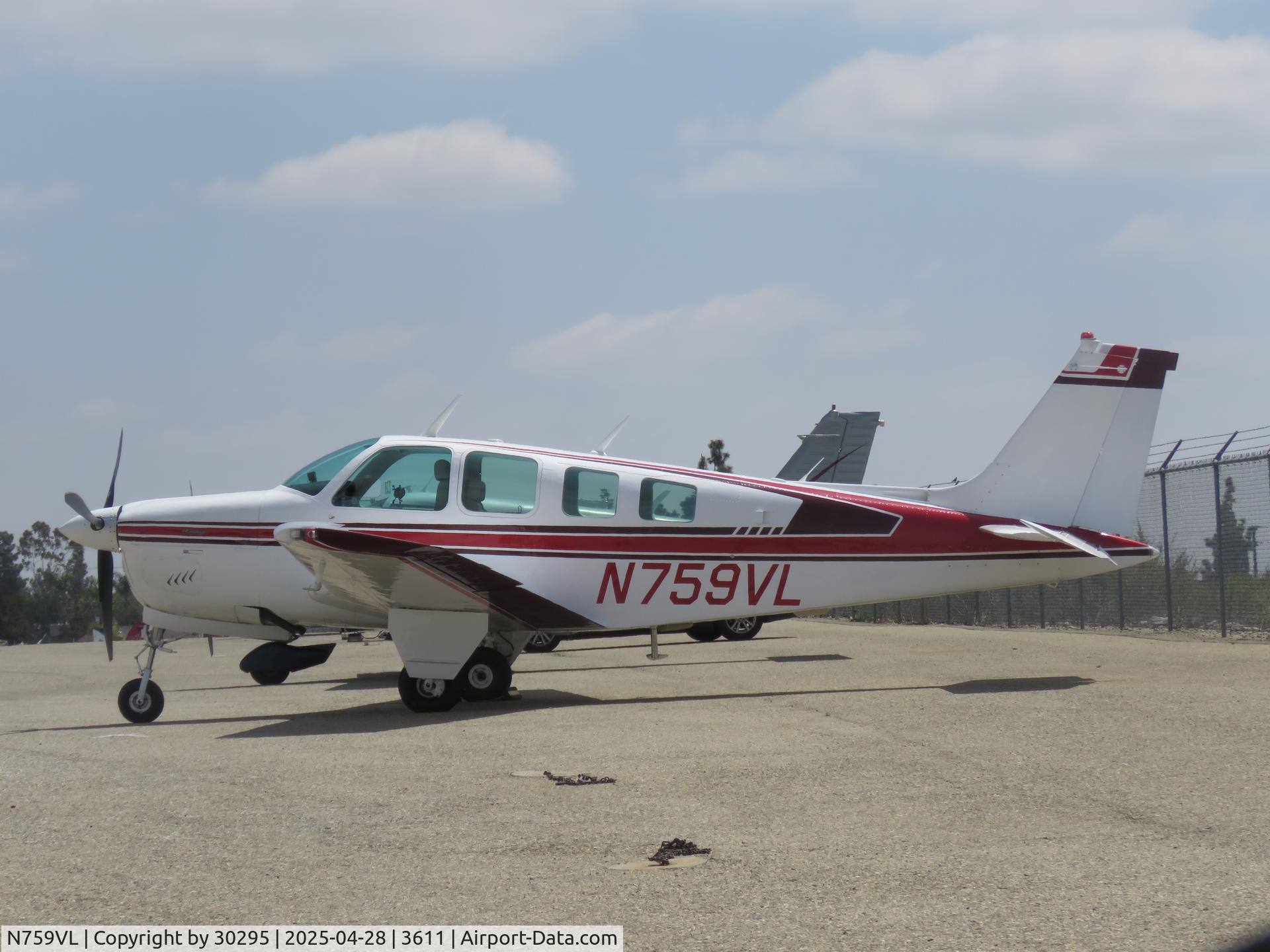 N759VL, 1977 Beech A36 Bonanza 36 C/N E-1164, Parked