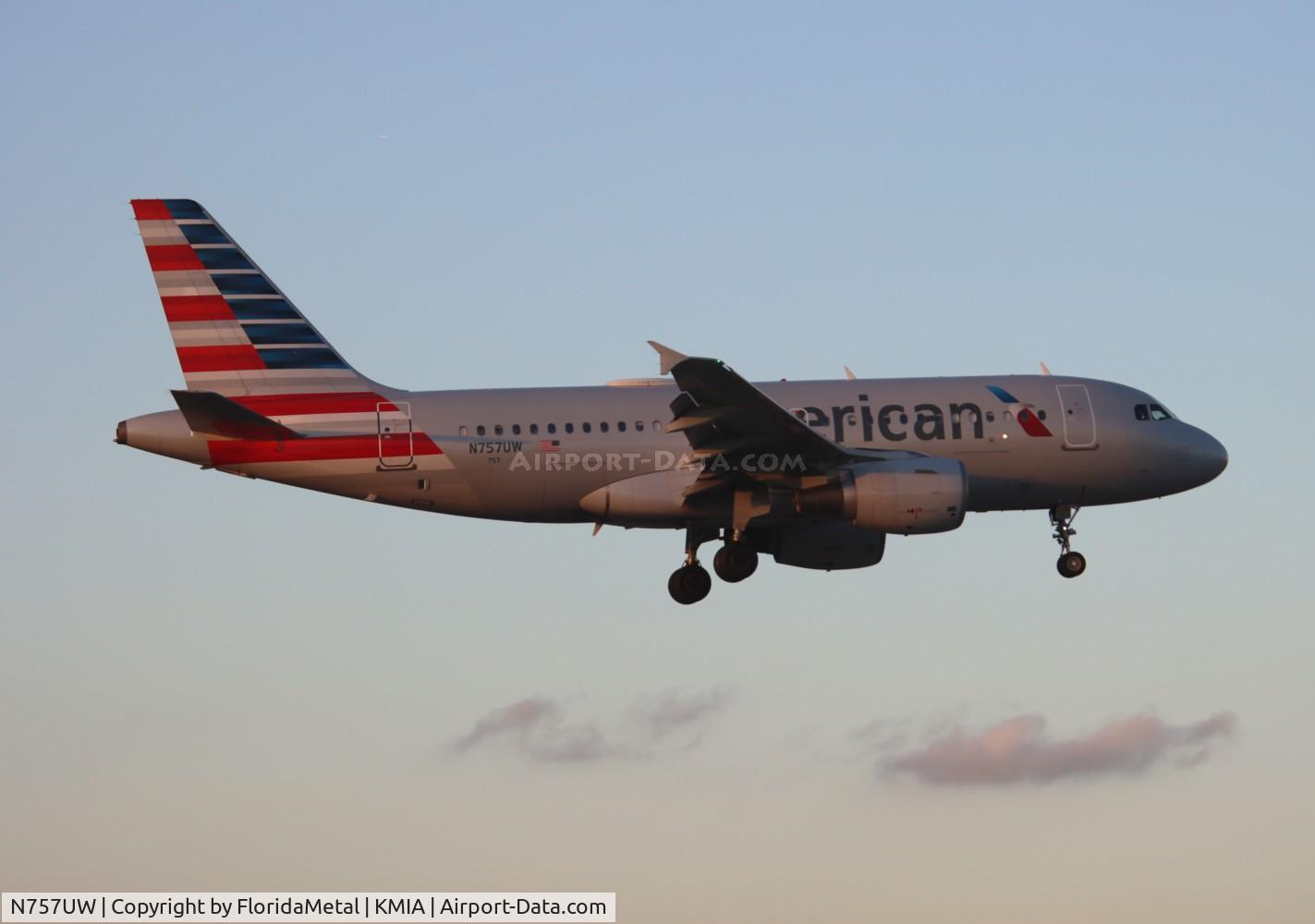 N757UW, 2000 Airbus A319-112 C/N 1342, AAL A319 zx tqo, mmtl-mia