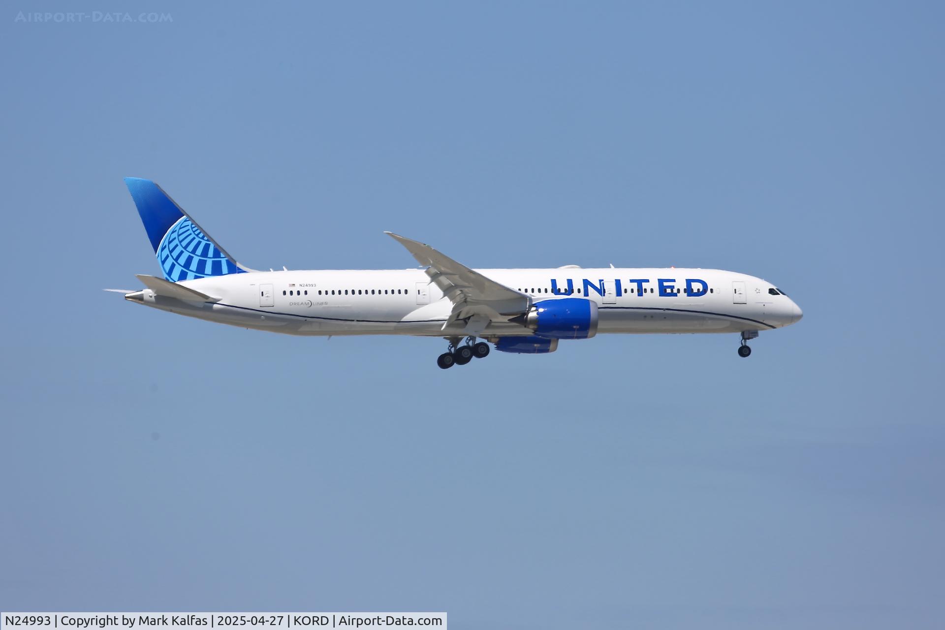 N24993, 2025 Boeing 787-9 Dreamliner Dreamliner C/N 38269, B789 United Airlines 787-9 Dreamliner, N24993 operating as UA3900, on a ferry flight from IAD-ORD.