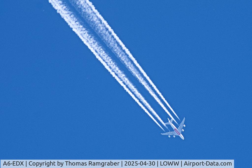 A6-EDX, 2012 Airbus A380-861 C/N 105, Emirates Airbus A380 flying over LOWW
