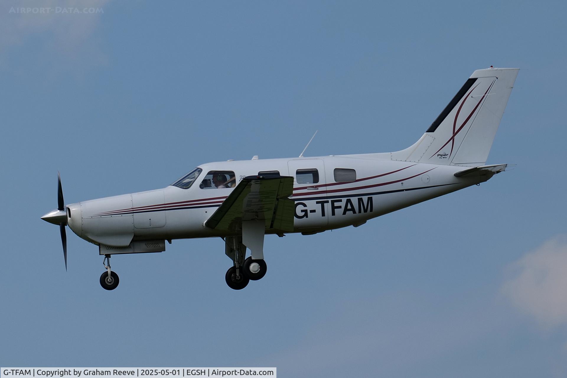 G-TFAM, 2008 Piper PA-46R-350T Malibu Matrix C/N 4692068, Landing at Norwich.