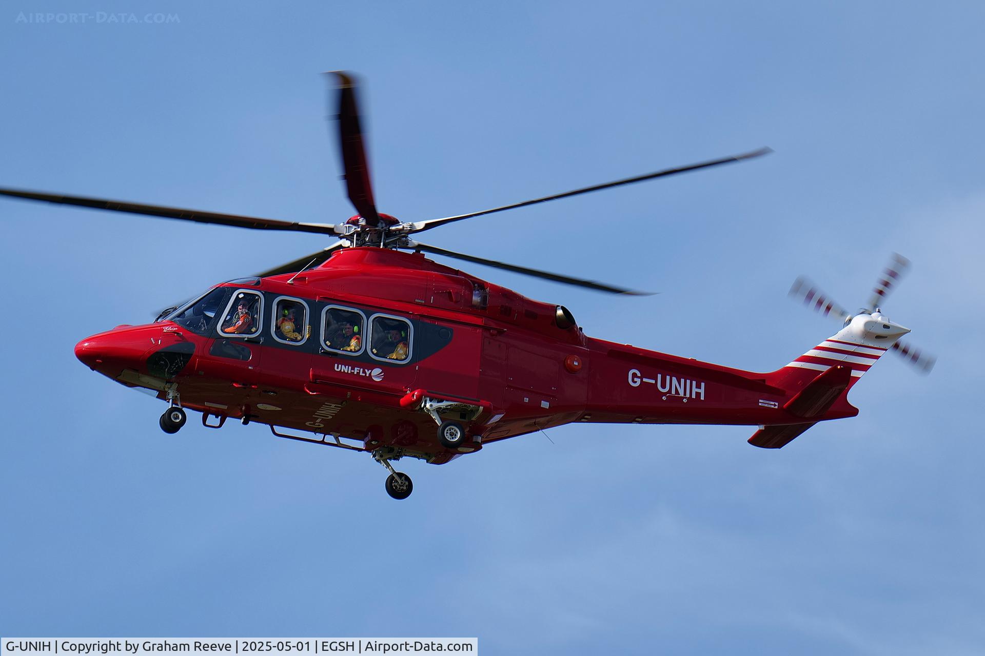 G-UNIH, 2025 Leonardo SPA AW139 C/N 32088, Landing at Norwich.