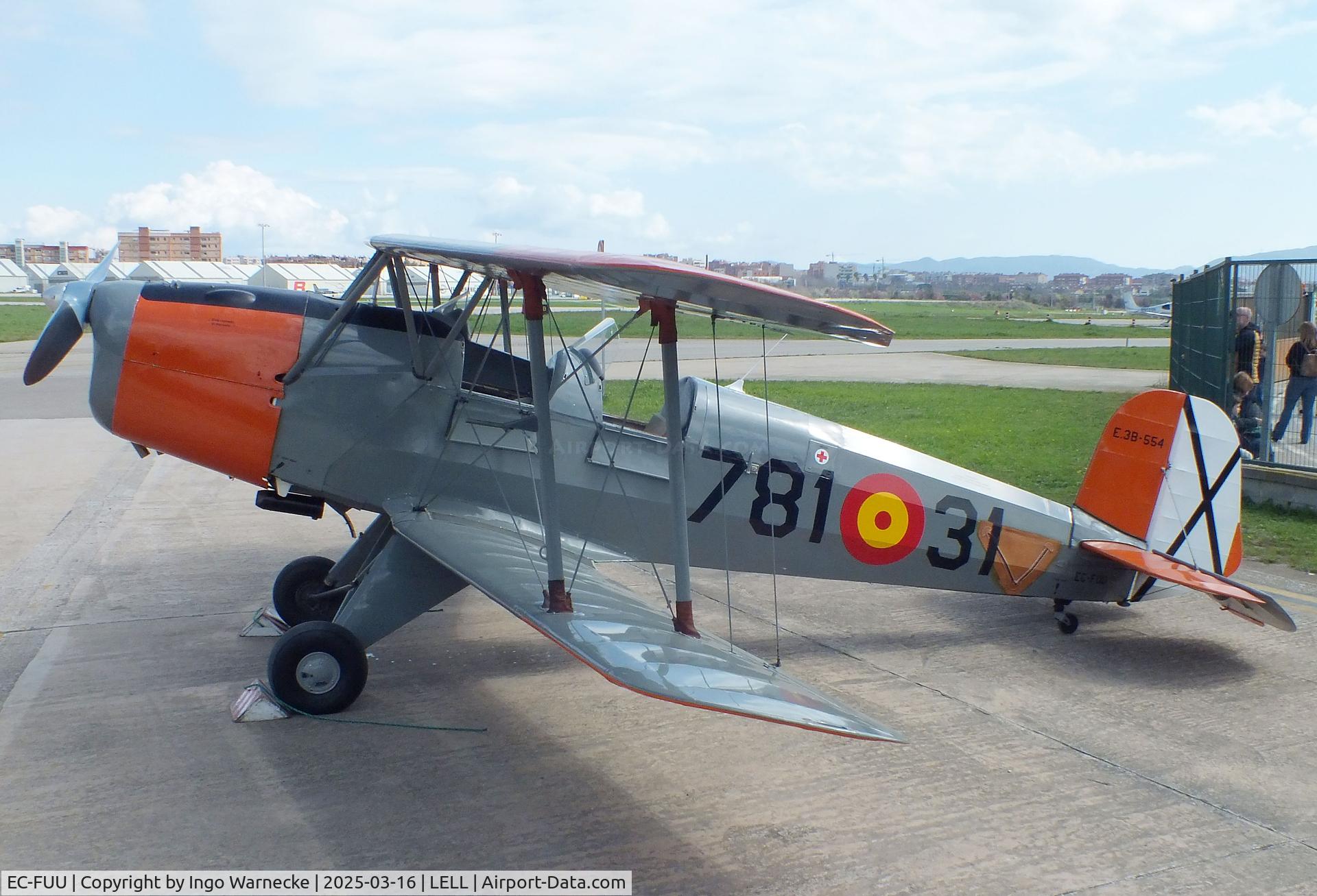EC-FUU, CASA 1-131E Jungmann C/N 2167, CASA 1.131 (E3B) (spanish license built Bücker Bü 131 Jungmann) of the FPAC Aeronautical Museum of Catalonia at the March 2025 FPAC Open Day at Sabadell Airport