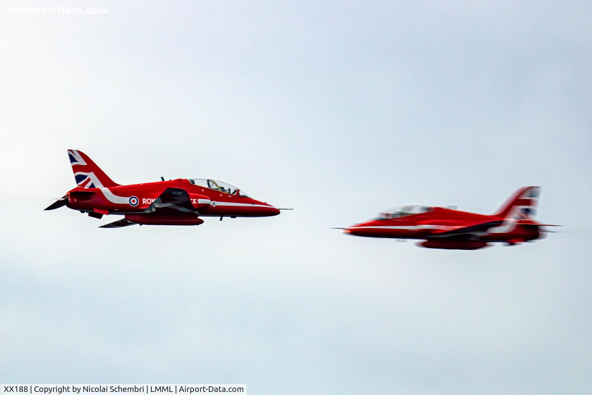 XX188, 1977 Hawker Siddeley Hawk T.1A C/N 035/312035, Flying display at the Malta International Airshow 2023