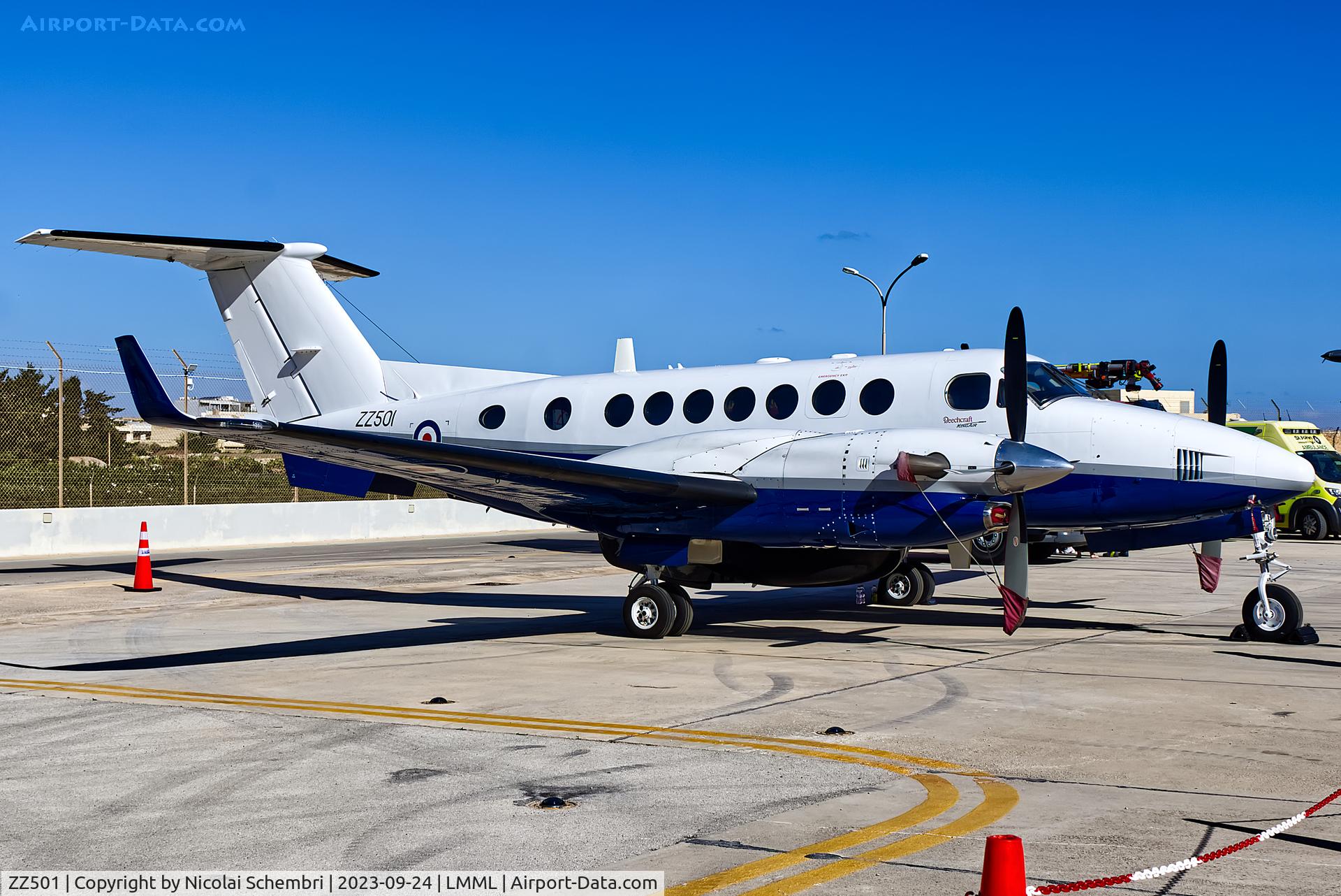 ZZ501, 2008 Hawker Beechcraft B350CER Avenger T1 C/N FL618, Static display at the Malta International Airshow 2023.