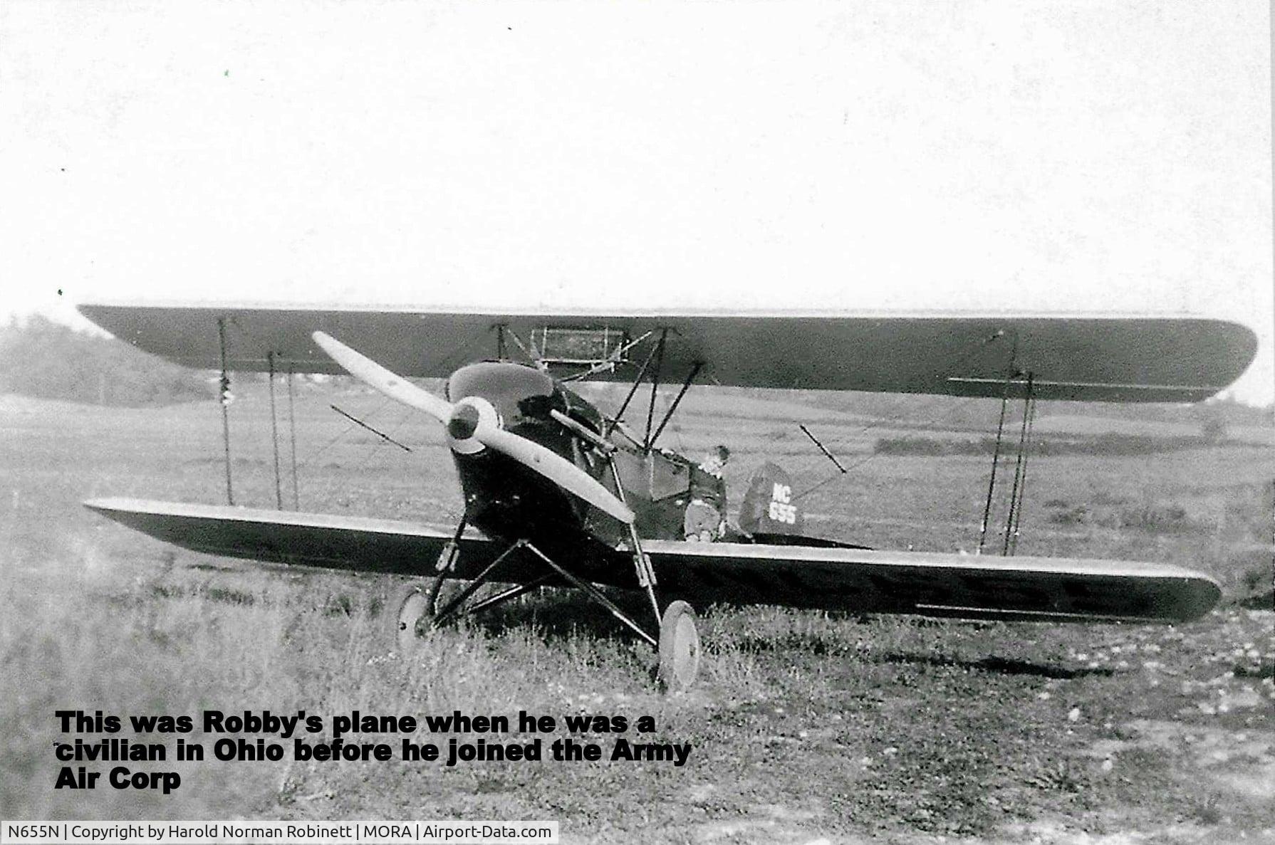 N655N, 1930 Waco CTO C/N 3137, I'm 87 years old, my father Harold Norman Robinett owned this plane  in the 1930's. He took this photo before taking his nephew (see him in the back seat) for his first plane ride. Harold lived in Miamisburg, Ohio and flew his plane out Morian(?) Field