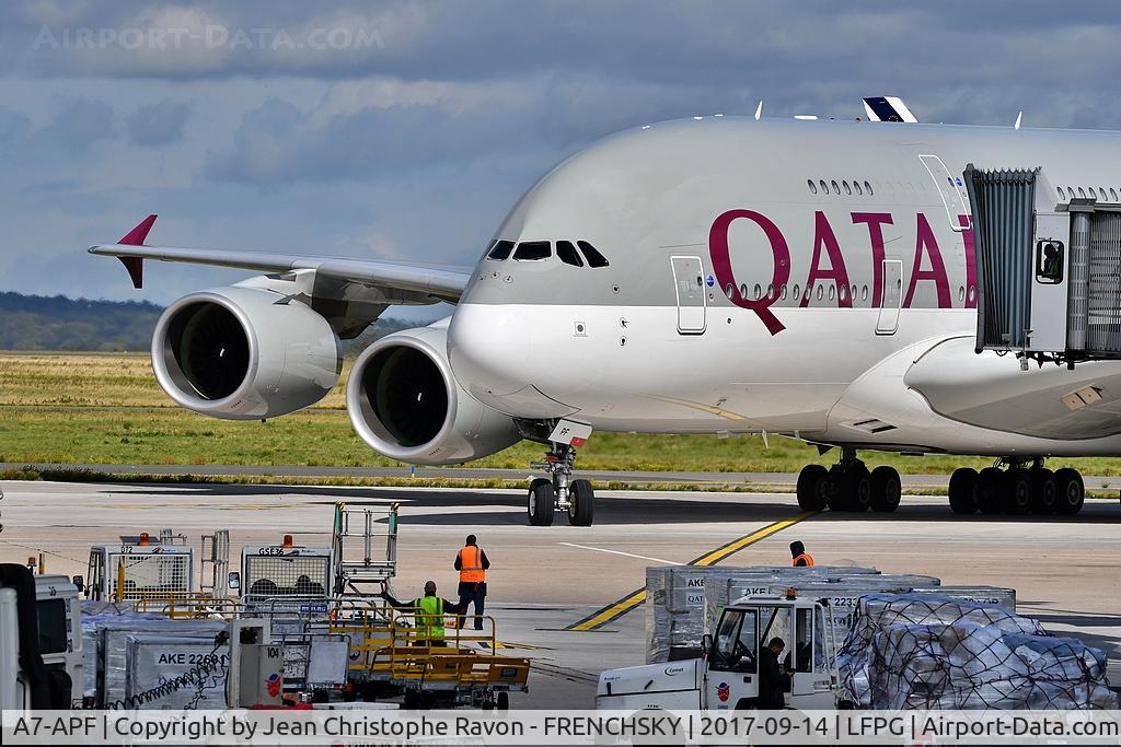 A7-APF, 2015 Airbus A380-861 C/N 0189, Qatar at CDG T1