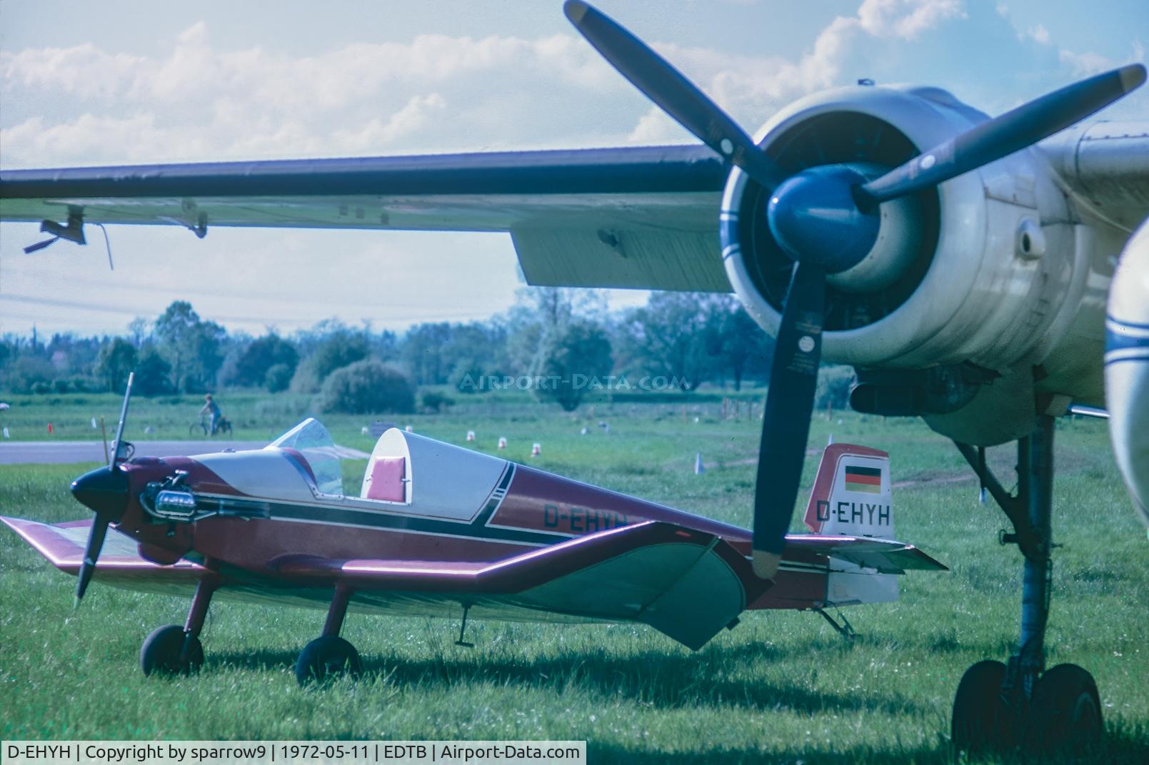 D-EHYH, Jodel D-9 Bebe C/N AB-14, IGM Flugzeugmesse 1972 Baden-Oos. Still registered 2023. Scanned from a slide.