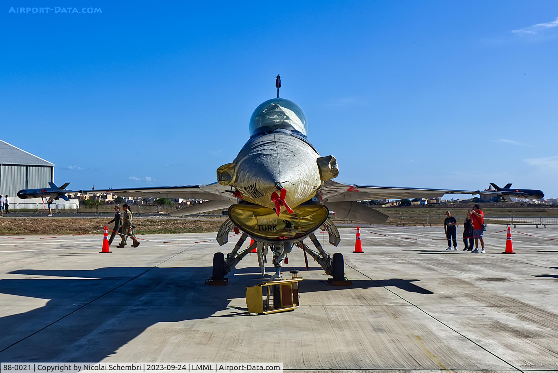 88-0021, TAI (Turkish Aerospace Industries) F-16C Fighting Falcon C/N 4R-23, Static display at the Malta International Airshow 2023.