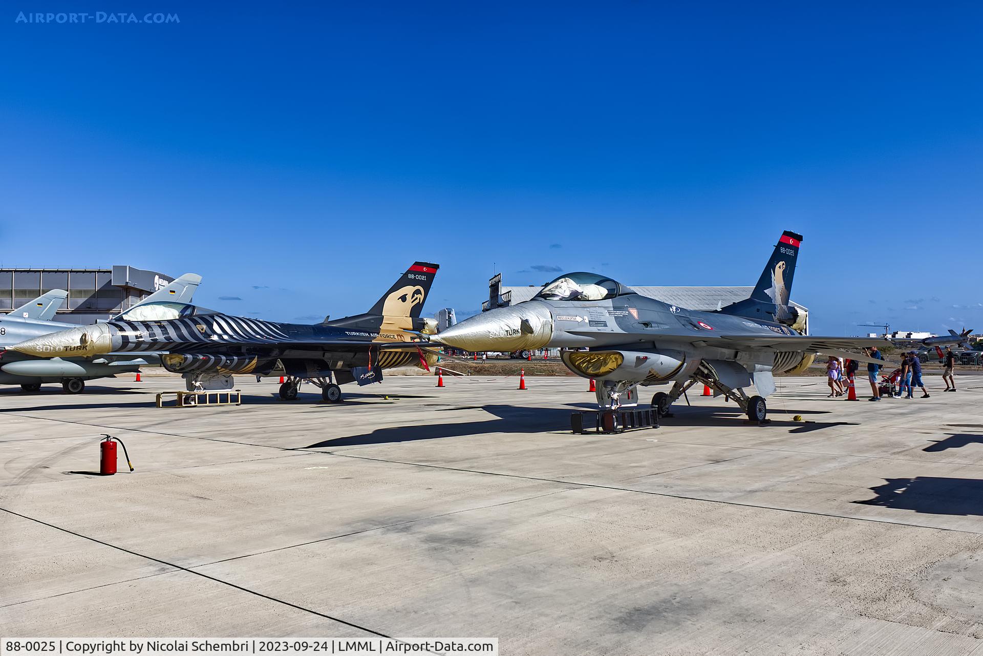 88-0025, TAI (Turkish Aerospace Industries) F-16C Fighting Falcon C/N 4R-27, Static display at the Malta International Airshow 2023.