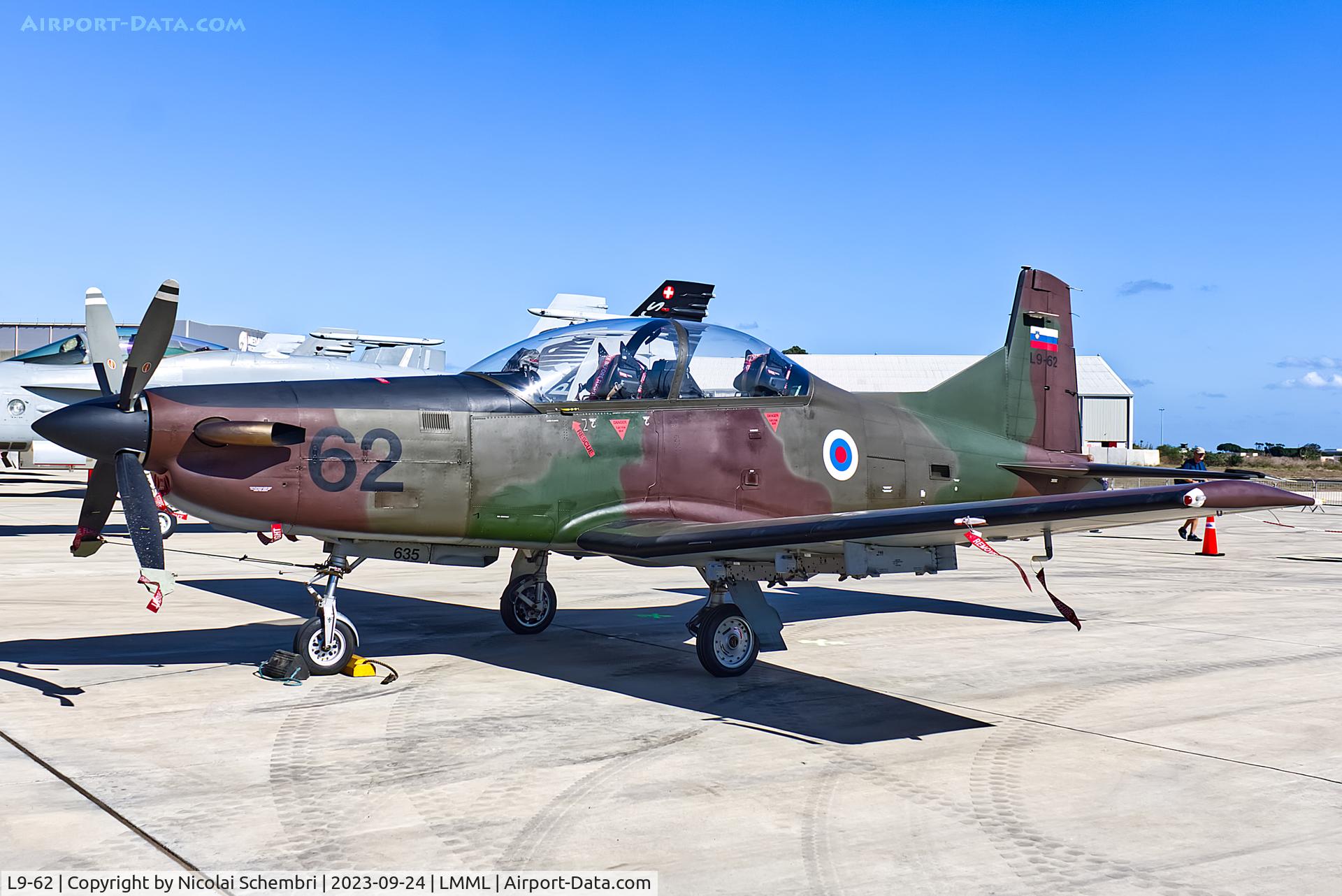 L9-62, Pilatus PC-9M Hudournik C/N 635, Static display at the Malta International Airshow 2023.