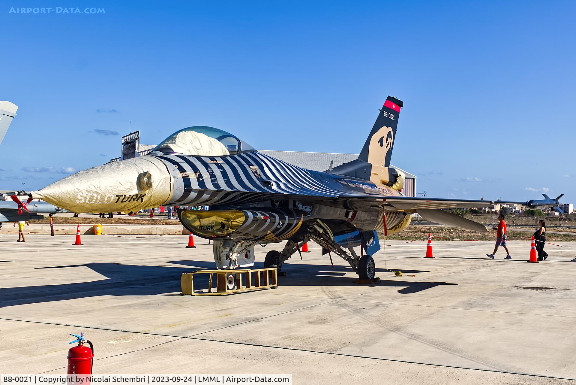 88-0021, TAI (Turkish Aerospace Industries) F-16C Fighting Falcon C/N 4R-23, Static display at the Malta International Airshow 2023.