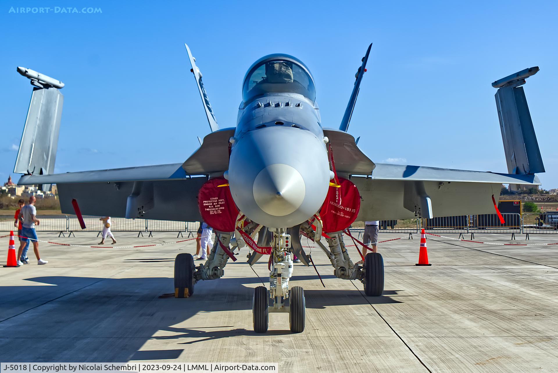 J-5018, 1998 McDonnell Douglas F/A-18C Hornet C/N 1366, Static display at the Malta International Airshow 2023.