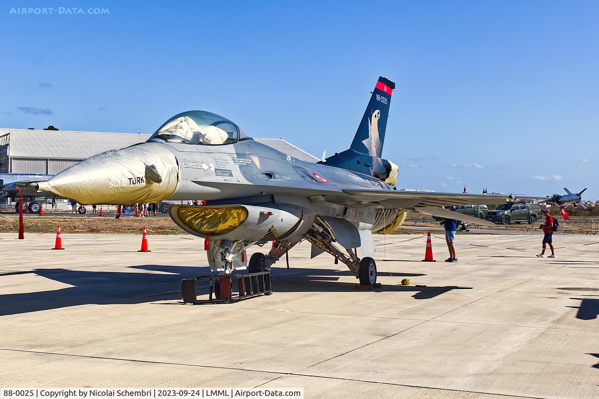 88-0025, TAI (Turkish Aerospace Industries) F-16C Fighting Falcon C/N 4R-27, Static display at the Malta International Airshow 2023.