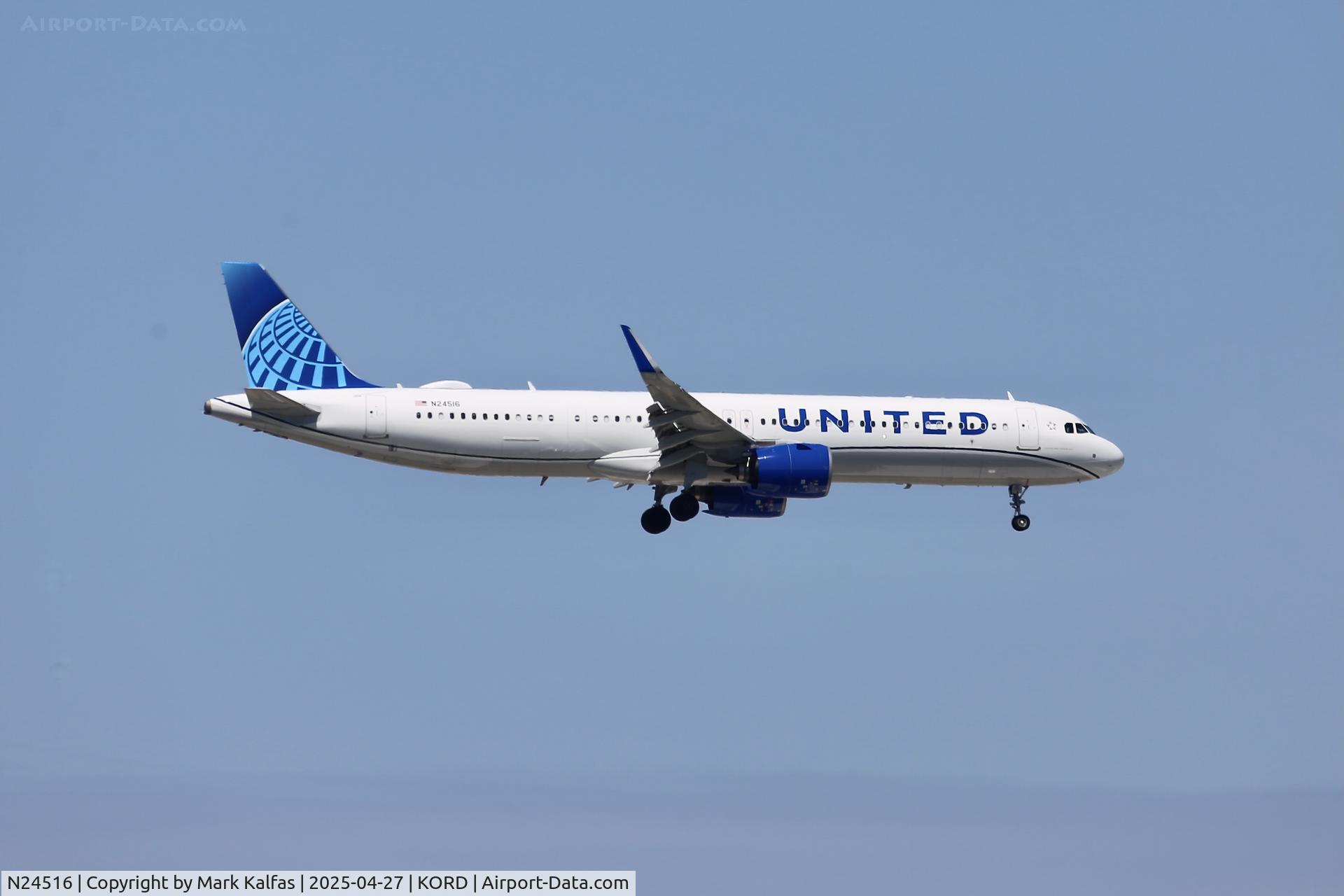 N24516, 2024 Airbus A321- 271NX C/N 12068, A21N United Airlines AIRBUS  A321-271NX N24516 10C approach KORD