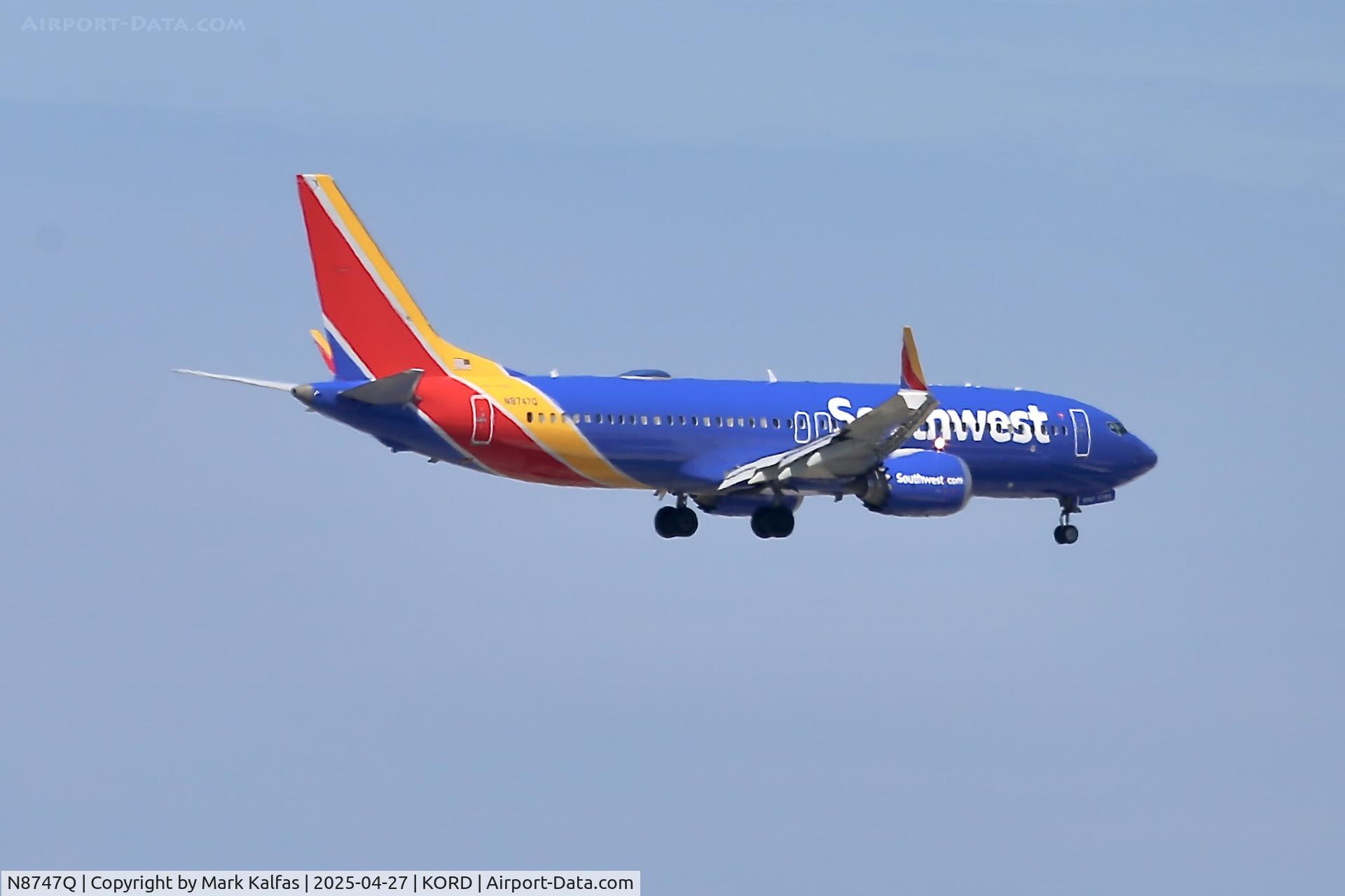 N8747Q, 2020 Boeing 737-8MAX C/N 61870, B38M Southwest Airlines Boeing 737-8MAX N8747Q arriving 10C KORD
