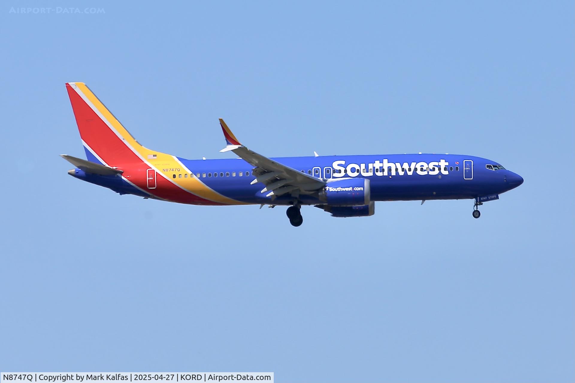 N8747Q, 2020 Boeing 737-8MAX C/N 61870, B38M Southwest Airlines Boeing 737-8MAX N8747Q arriving 10C KORD