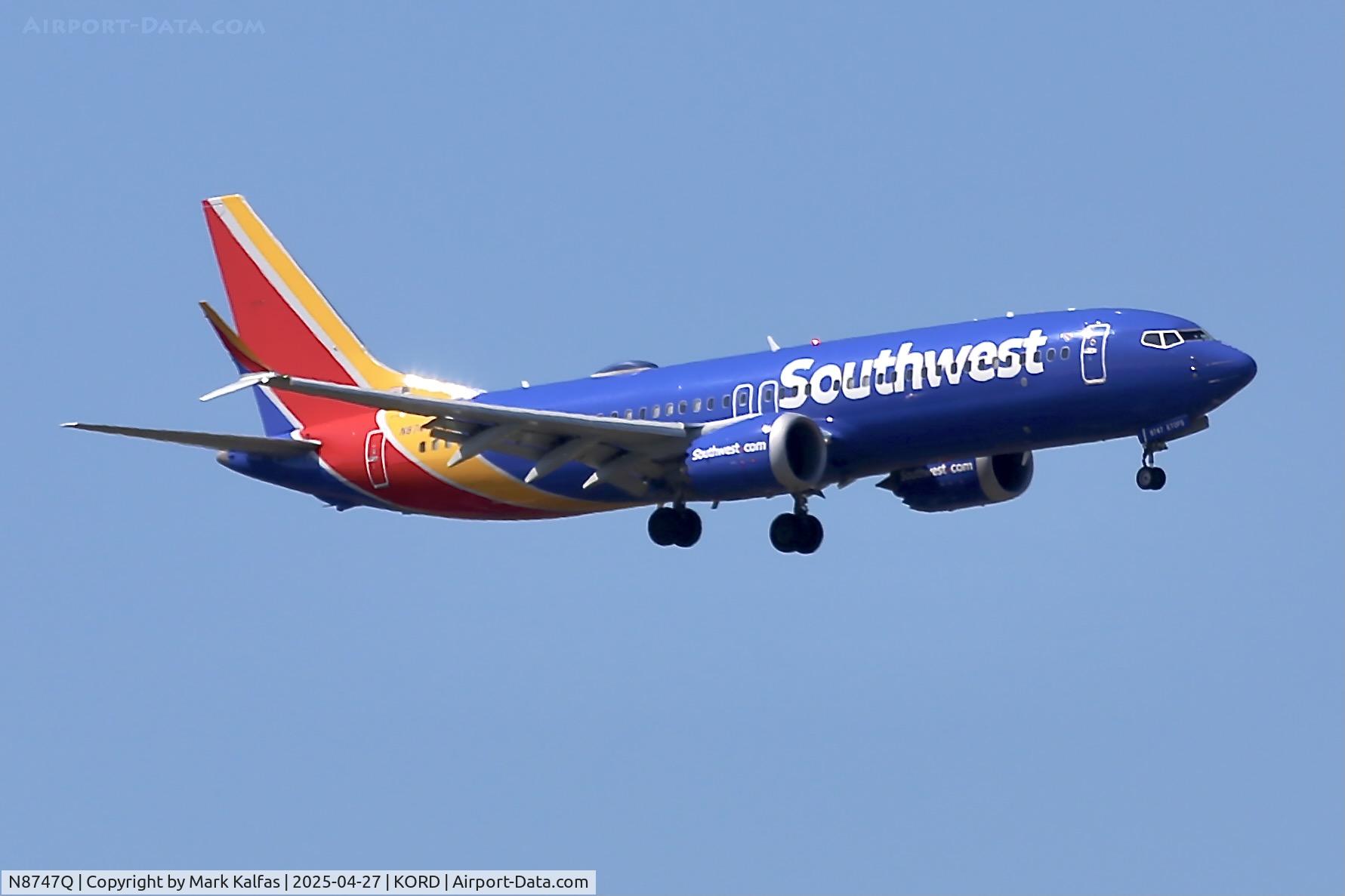 N8747Q, 2020 Boeing 737-8MAX C/N 61870, B38M Southwest Airlines Boeing 737-8MAX N8747Q arriving 10C KORD