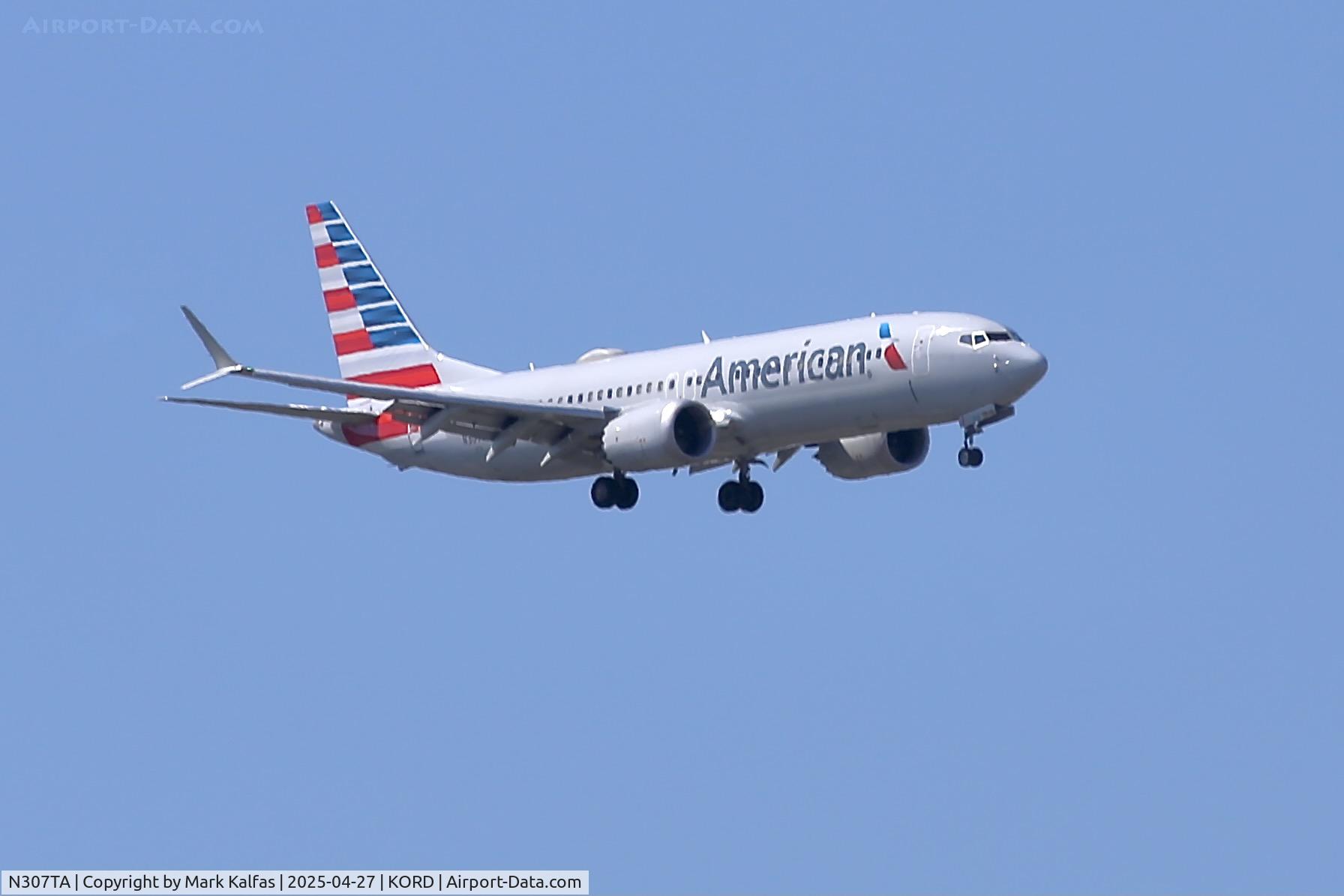 N307TA, 2023 Boeing 737-8 MAX C/N 67988, B38M American Airlines Boeing 737-8 MAX N307TA arriving on 10C KORD