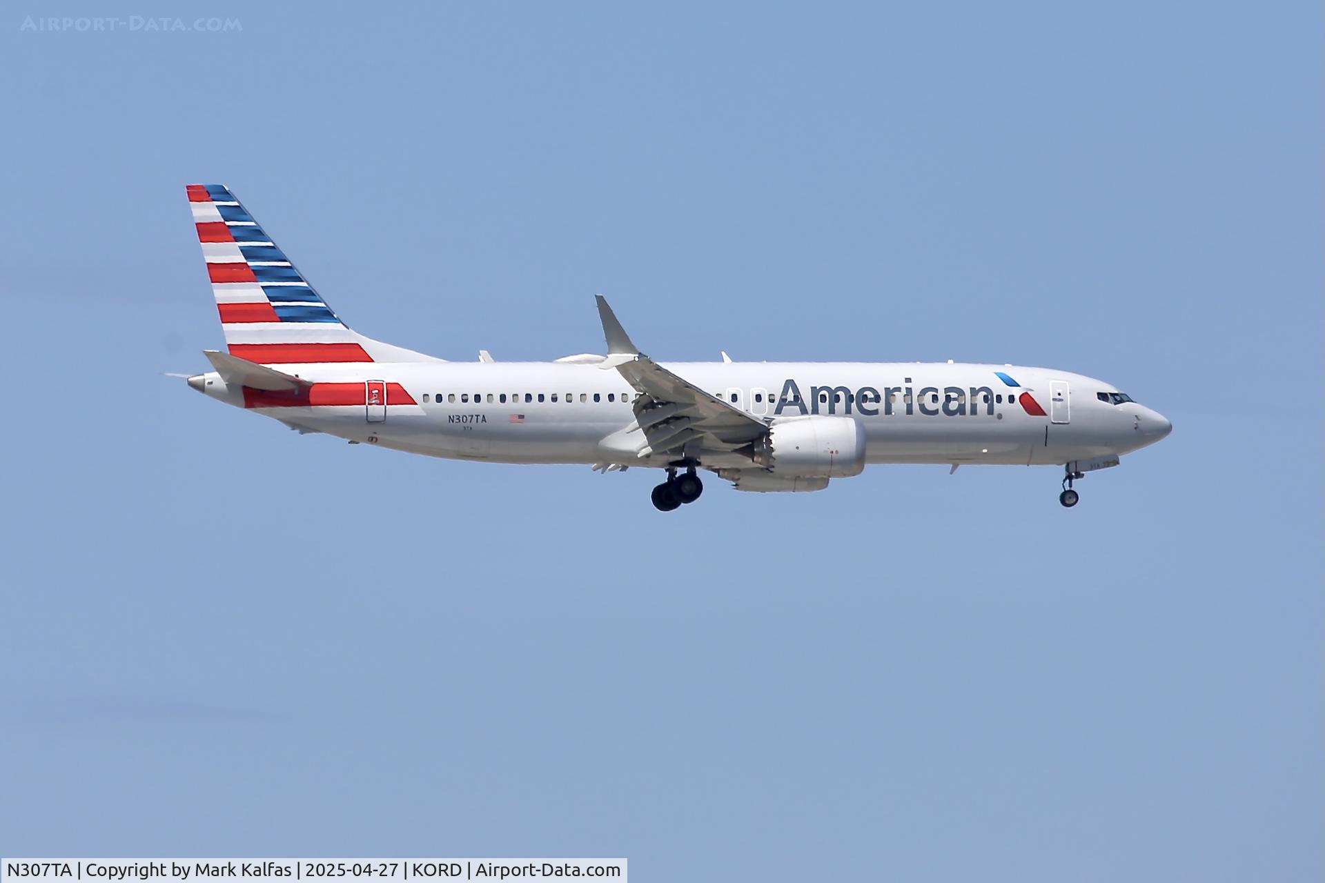 N307TA, 2023 Boeing 737-8 MAX C/N 67988, B38M American Airlines Boeing 737-8 MAX N307TA arriving on 10C KORD