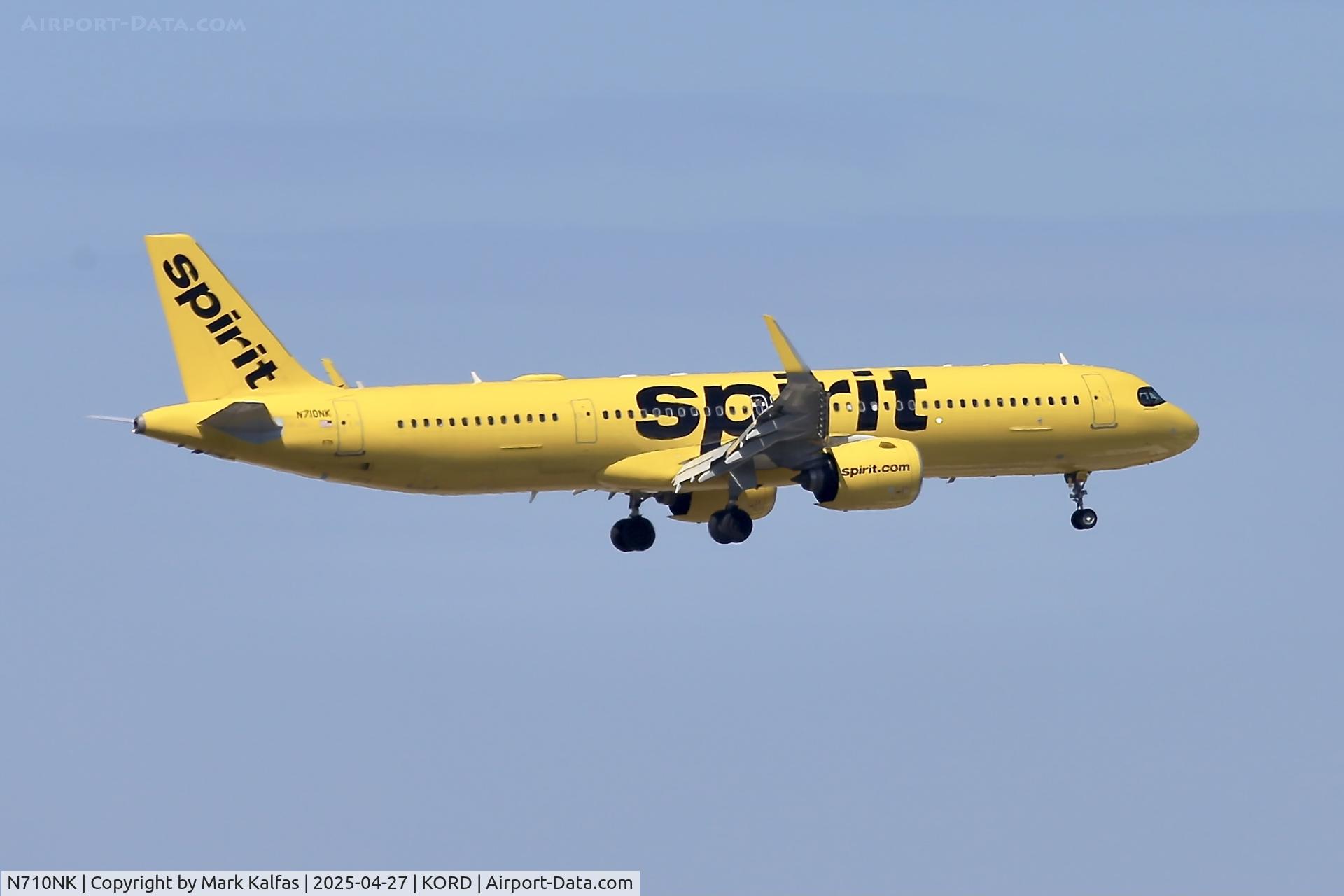 N710NK, 2023 Airbus A321-271NX C/N 11458, A21N Spirit Airlines Airbus A321-271NX N710NK 10C approach KORD