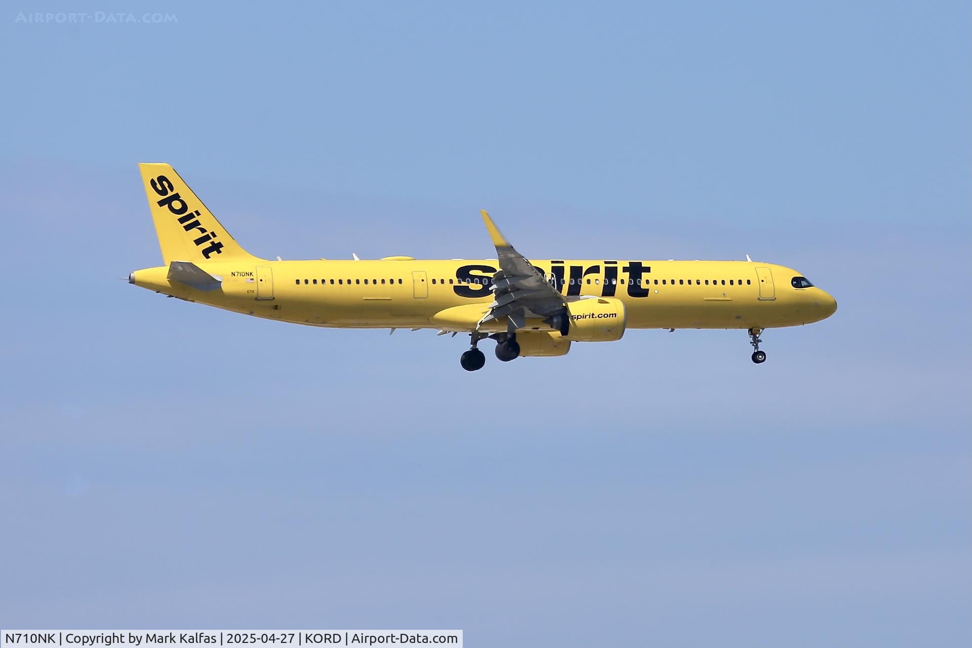 N710NK, 2023 Airbus A321-271NX C/N 11458, A21N Spirit Airlines Airbus A321-271NX N710NK 10C approach KORD