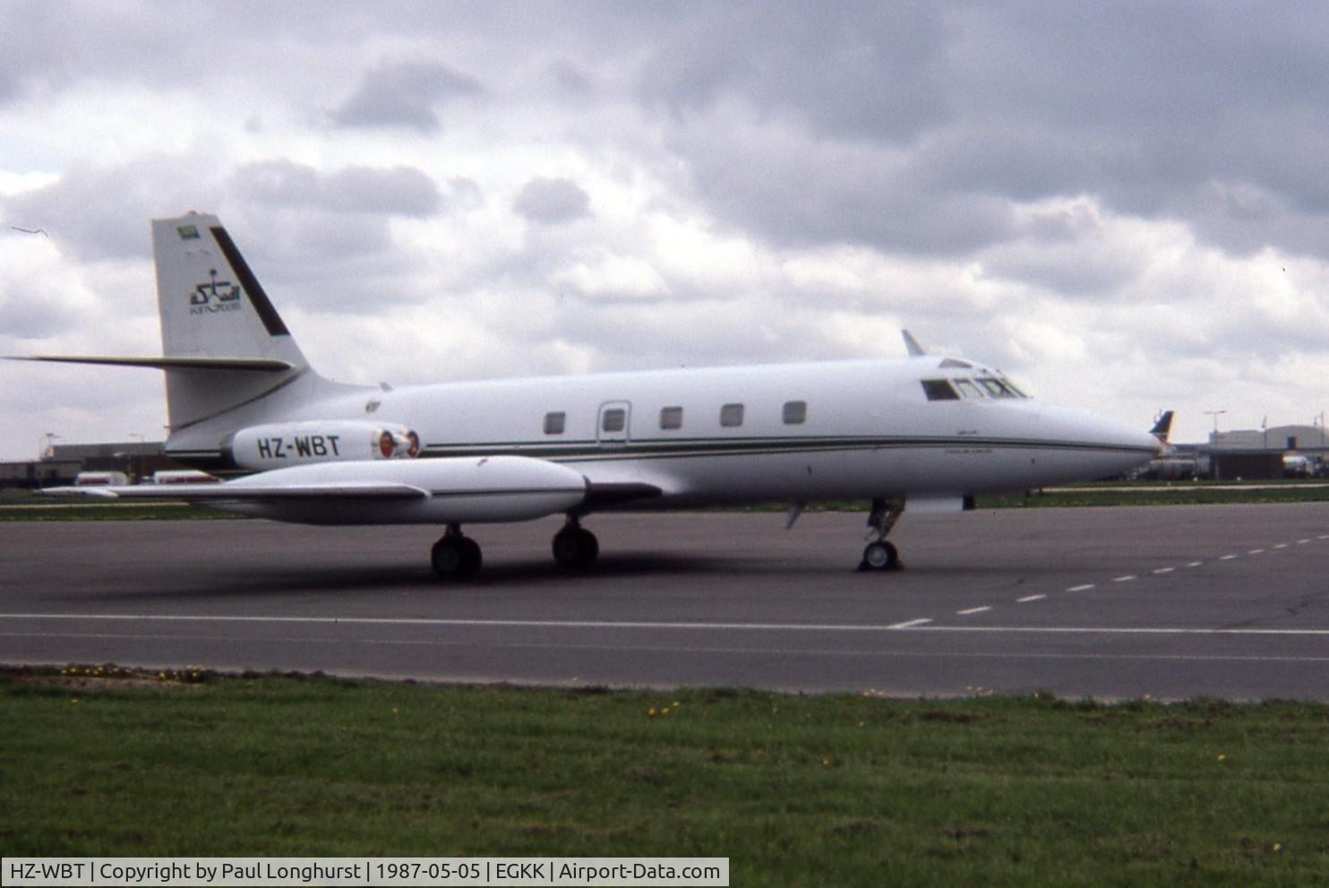 HZ-WBT, 1969 Lockheed L-1329-23E JetStar C/N 5133, Scan from slide taken at Gatwick 1987