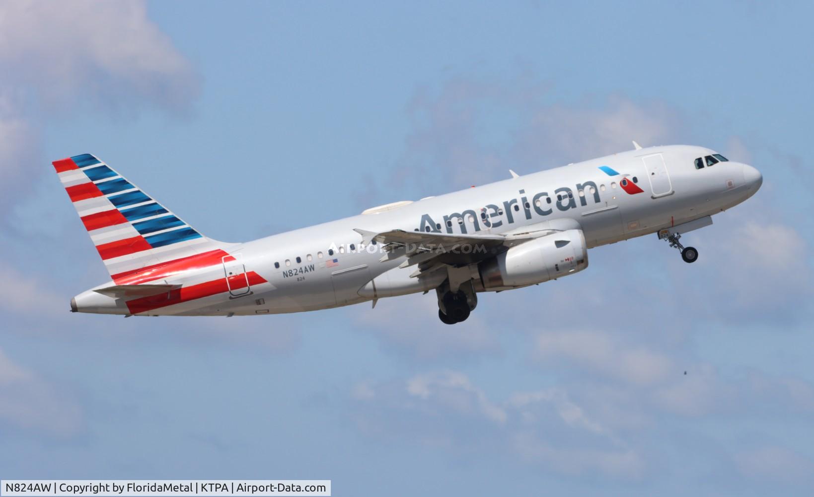 N824AW, 2001 Airbus A319-132 C/N 1490, AAL A319 zx tpa-mia
