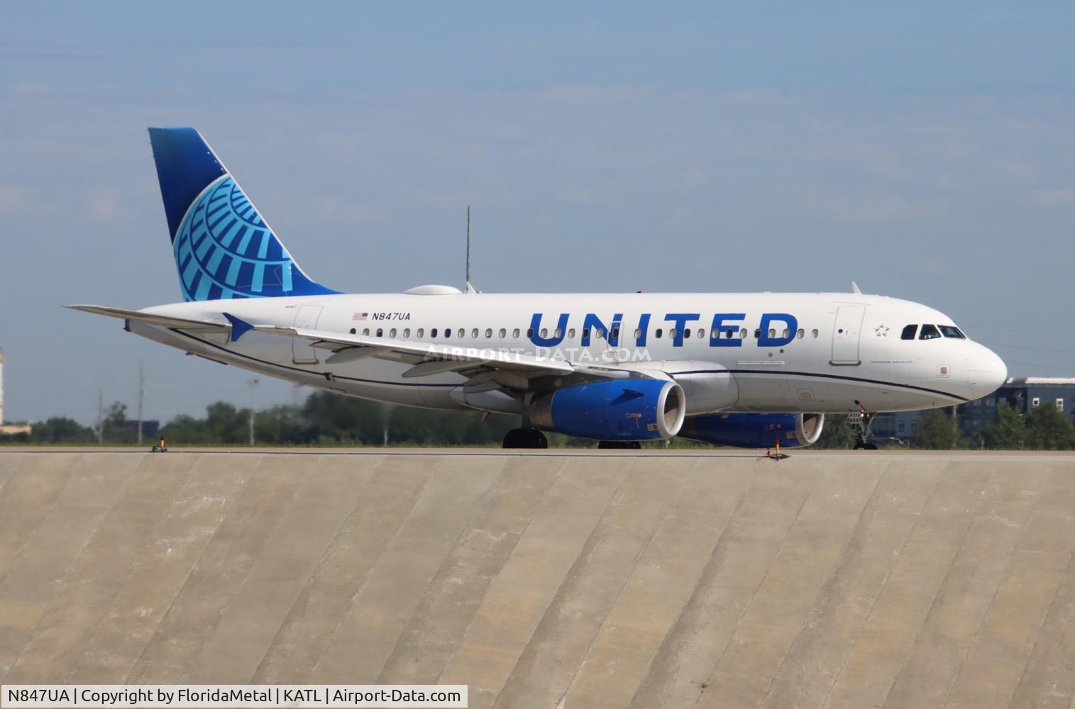 N847UA, 2001 Airbus A319-131 C/N 1627, UAL A319 nc zx atl-ord