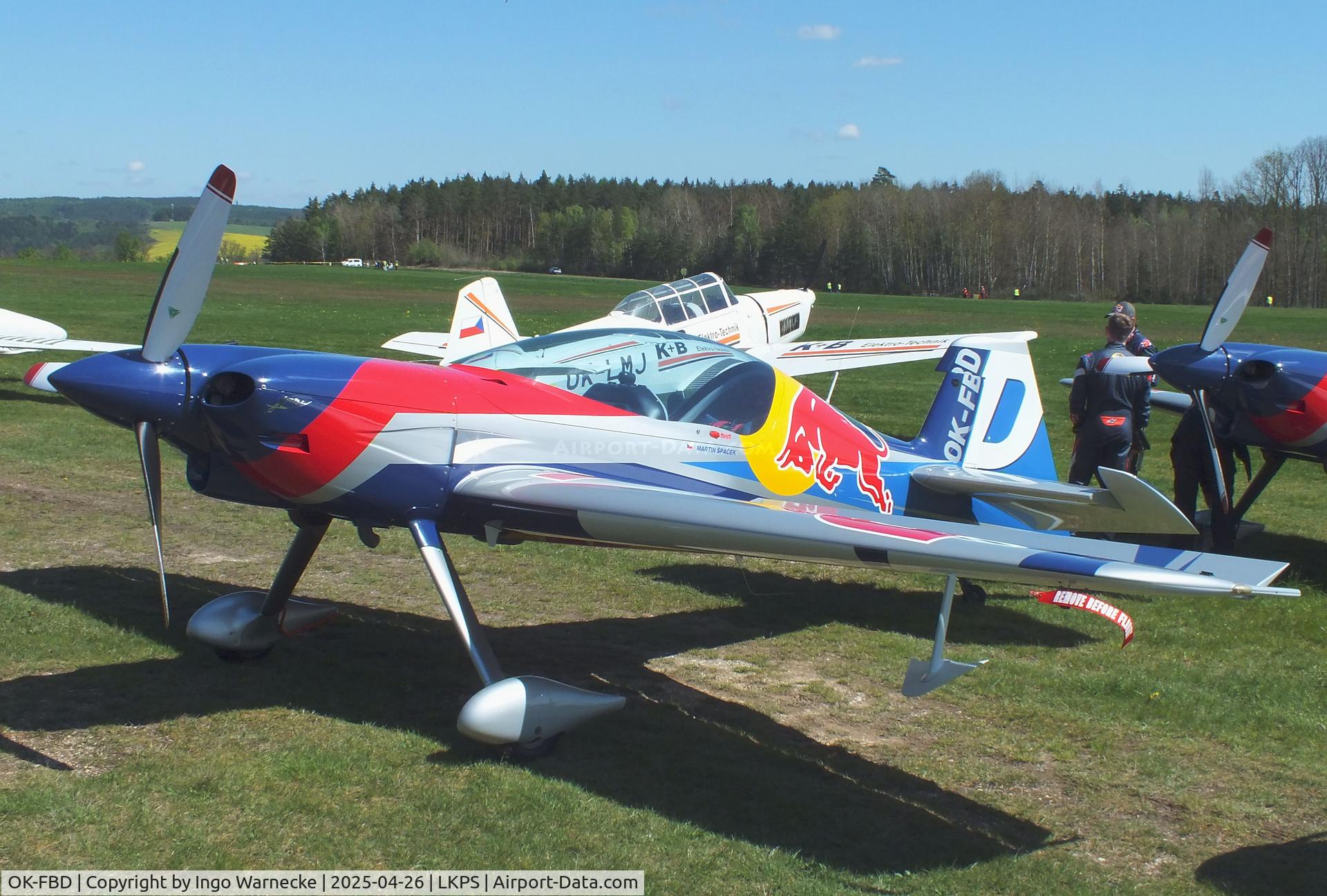 OK-FBD, XtremeAir XA-42 Sbach 342 C/N 128, XtremeAir Sbach 342 of the Flying Bulls aerobatic team at the 2025 Plasy Den ve vzduchu airshow