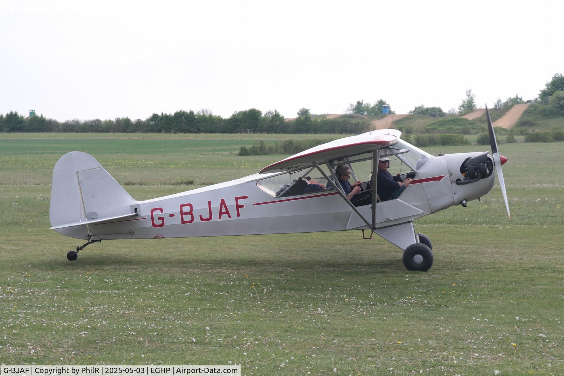G-BJAF, 1942 Piper L-4A Grasshopper C/N 8437, G-BJAF  1942 Piper J3C-65 Cub Popham Microlight Fly In 