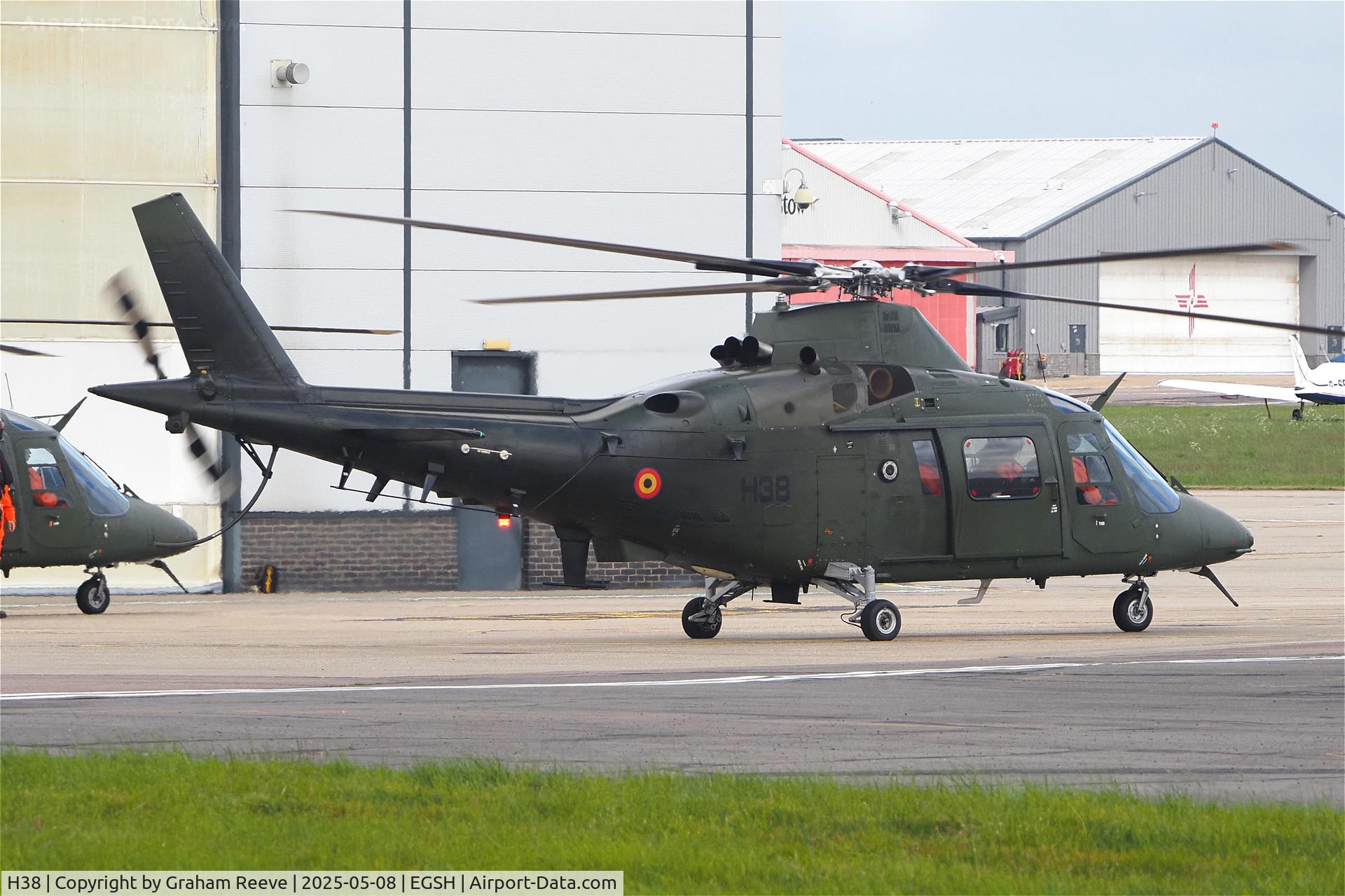 H38, Agusta A-109BA C/N 0338, Just landed at Norwich.