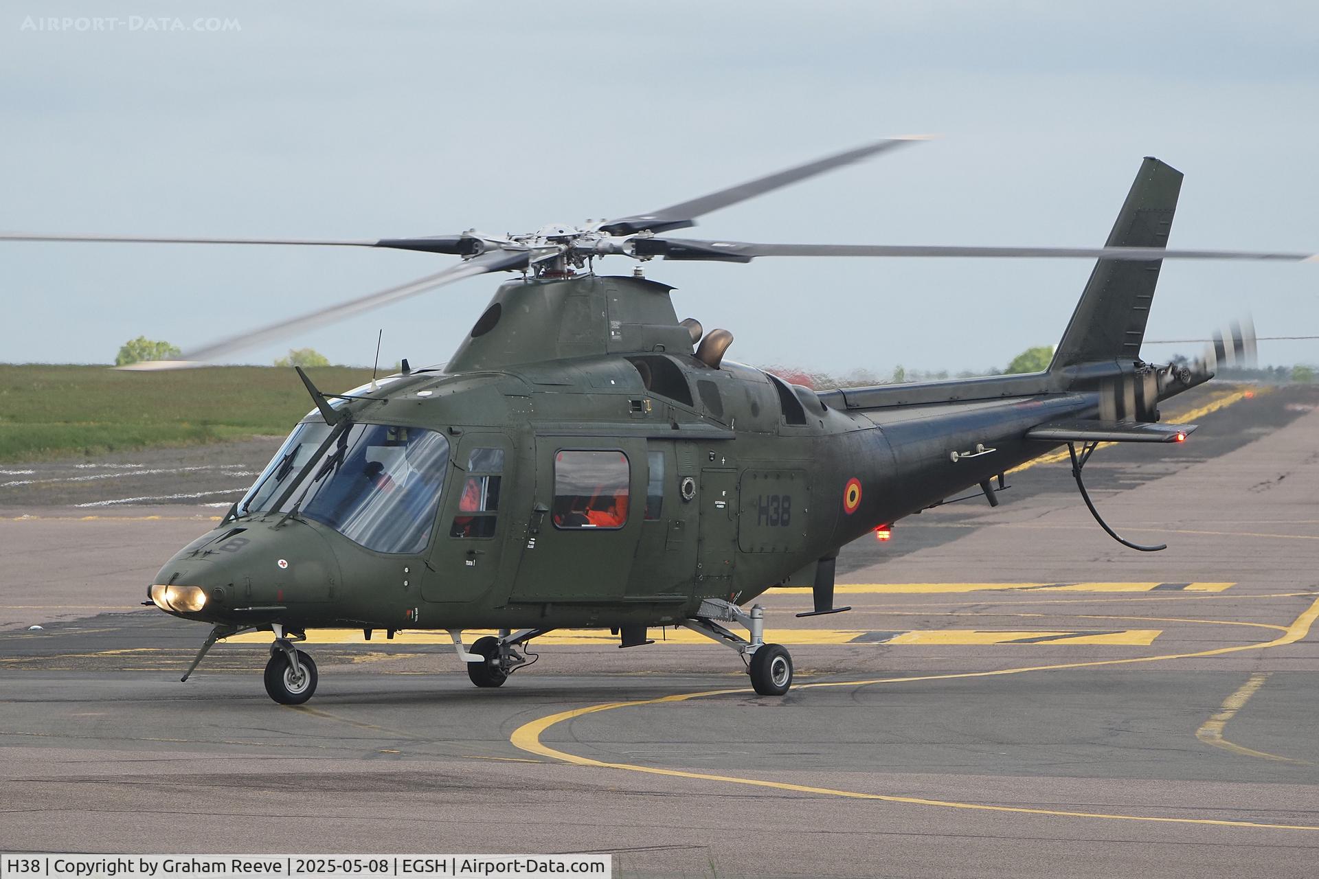 H38, Agusta A-109BA C/N 0338, Just landed at Norwich.