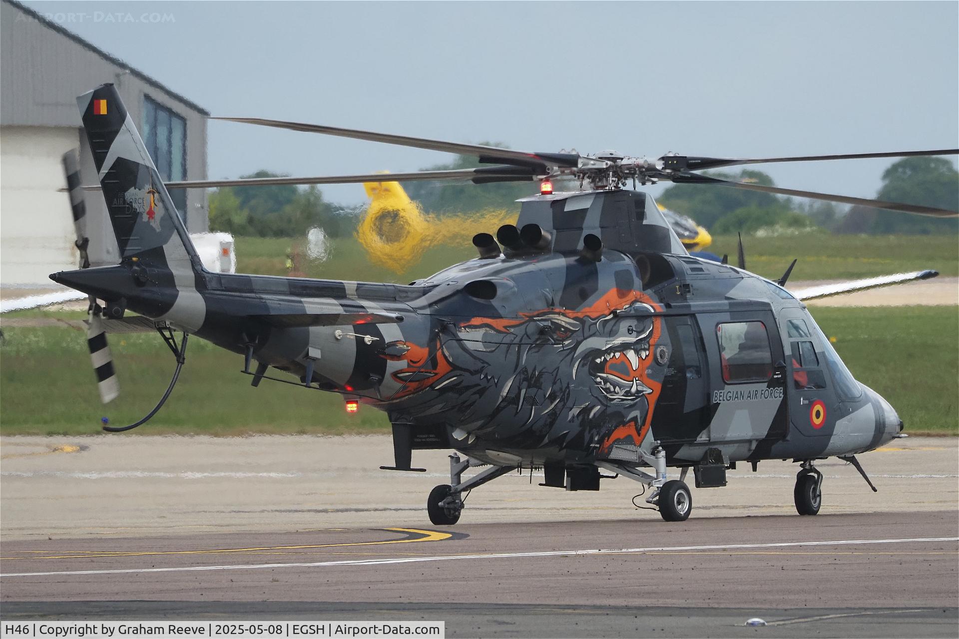 H46, Agusta A-109BA C/N 0300, Just landed at Norwich.