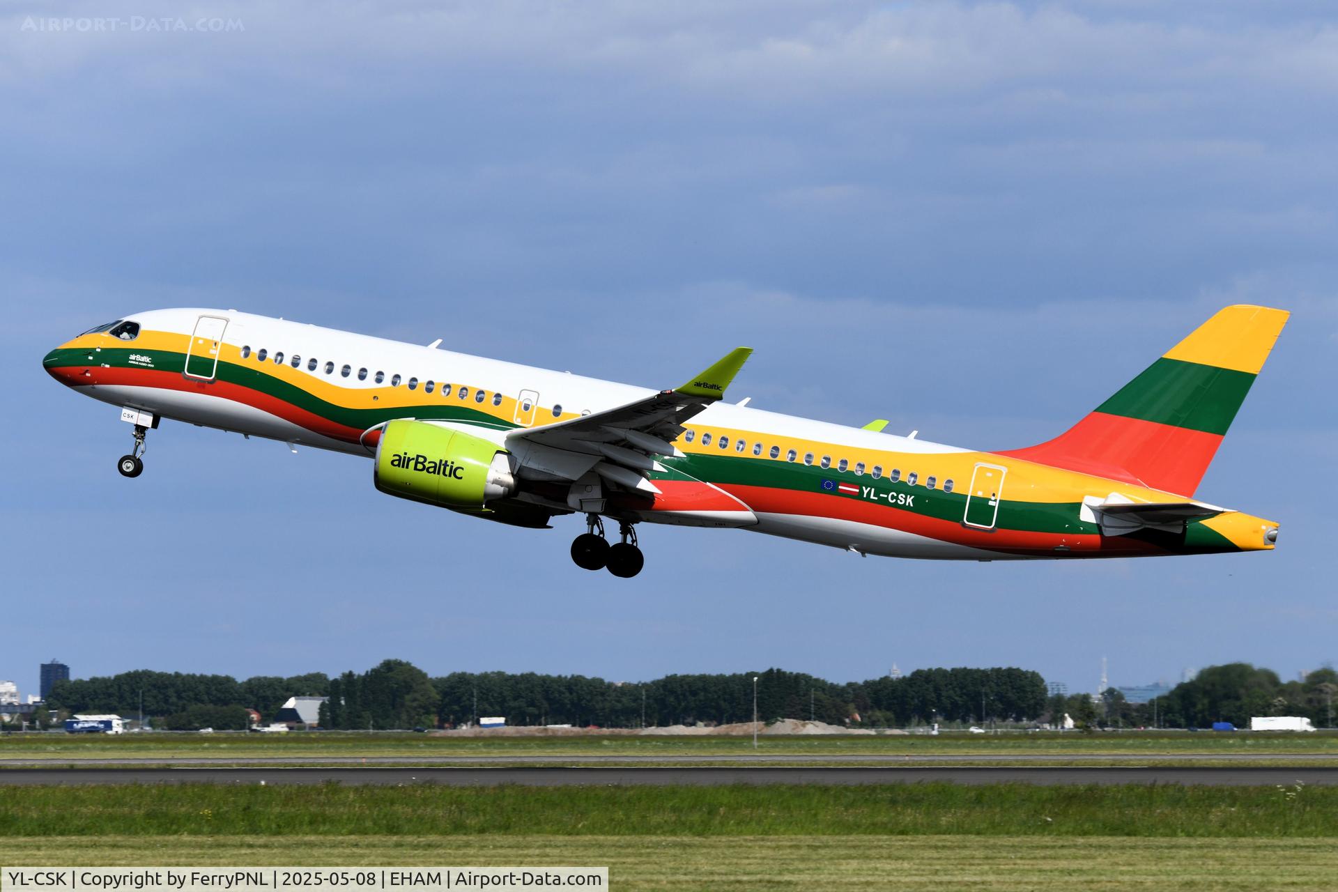 YL-CSK, 2018 Airbus A220-300 C/N 55039, AirBaltic A223 in the national colors of Lithuania