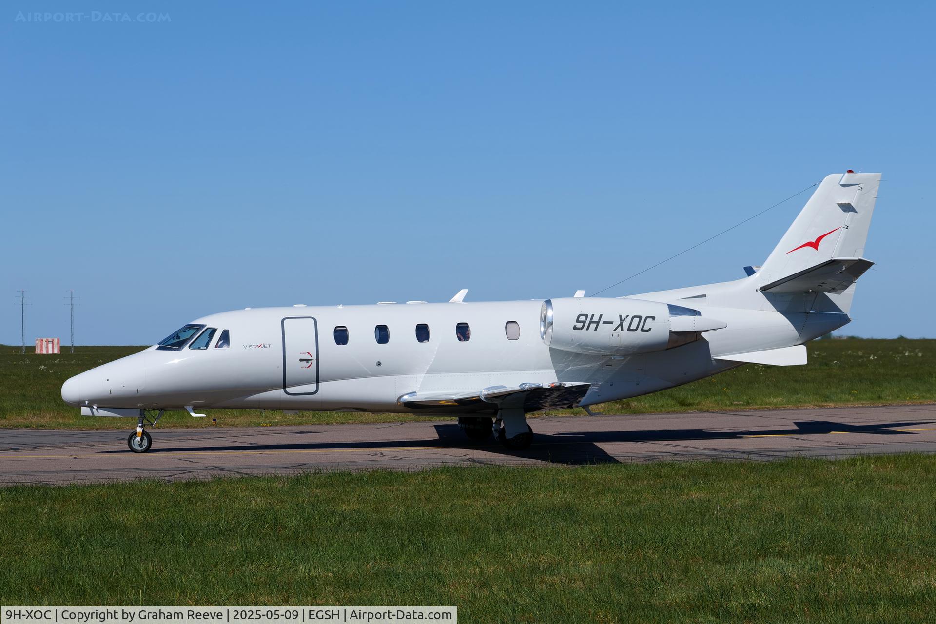 9H-XOC, 2006 Cessna 560XL Citation XLS C/N 560-5640, Just landed at Norwich.