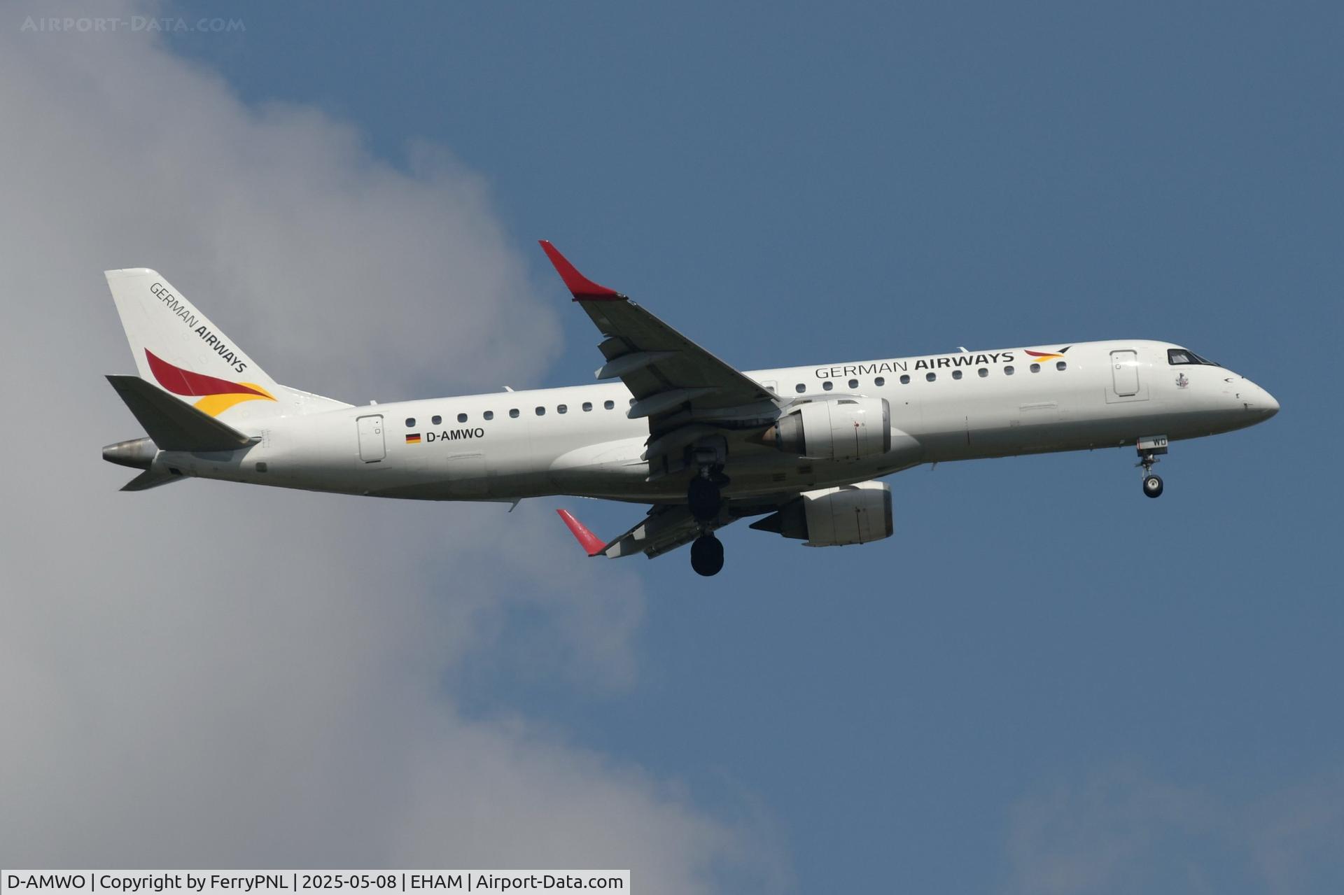 D-AMWO, 2008 Embraer ERJ-190-100 C/N 19000165, German Airways ERJ190 landing