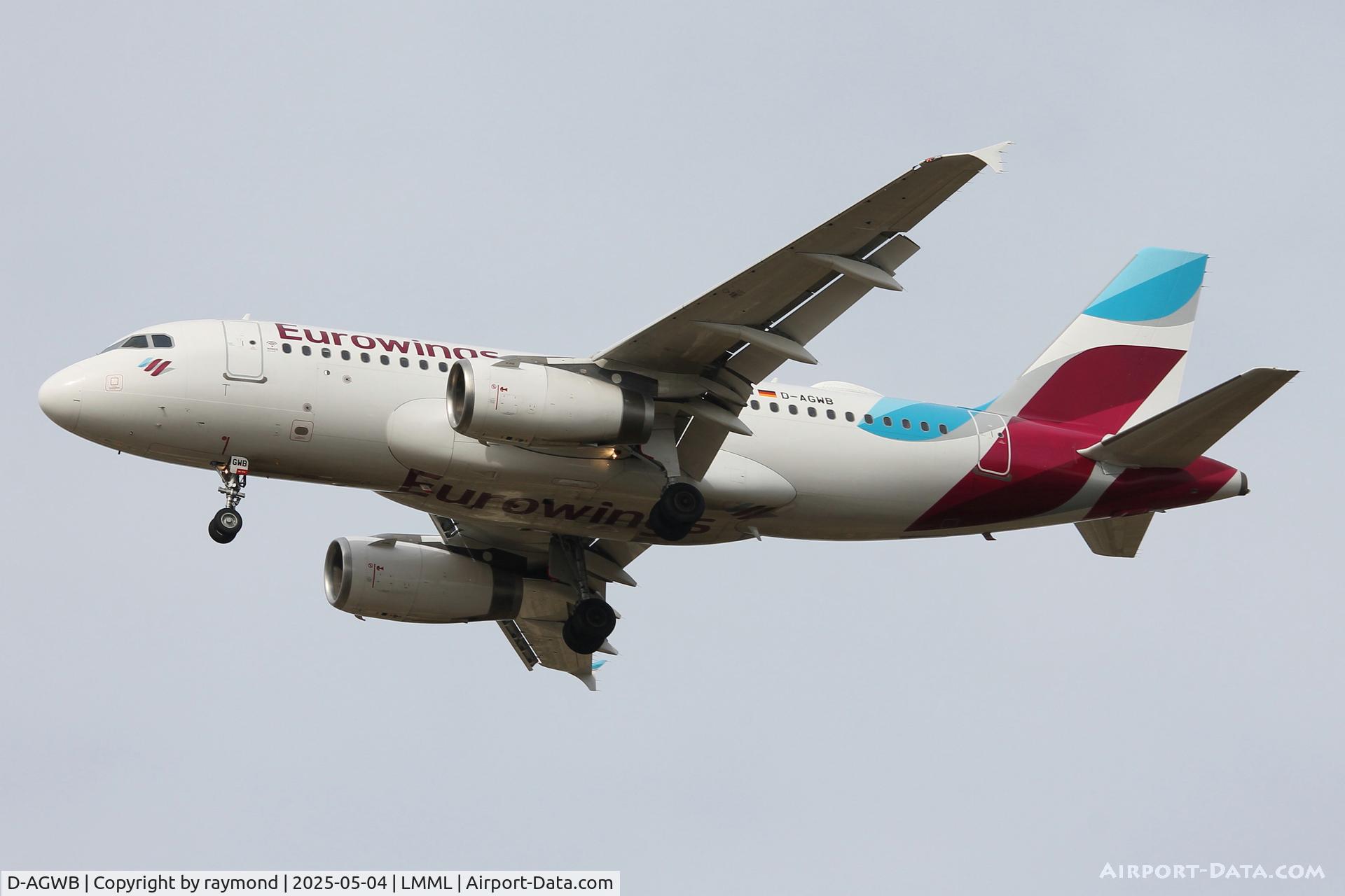 D-AGWB, 2006 Airbus A319-111 C/N 2833, Eurowings Airbus A319 reg D-AGWB landing on RW13 in Malta.