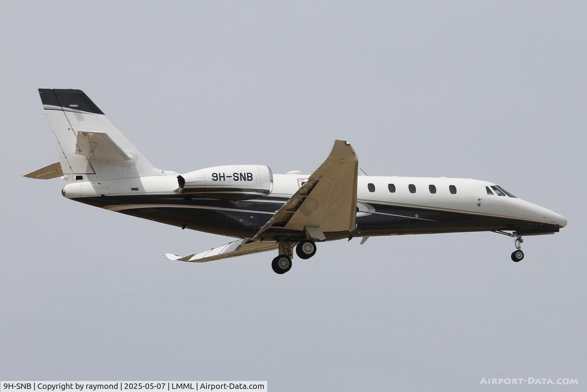 9H-SNB, Cessna 680 Citation Sovereign + C/N 680-0530, Cessna 680 Citation Sovereign+ reg 9H-SNB (Private) landing in Malta.