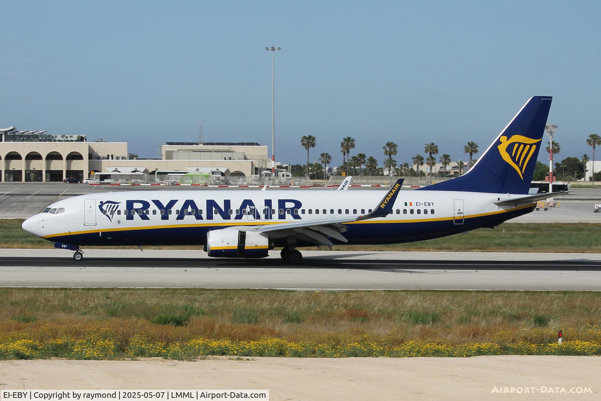 EI-EBY, 2009 Boeing 737-8AS C/N 35006, Boeing 737-800 reg EI-EBY of Ryanair on the main runway in Malta.