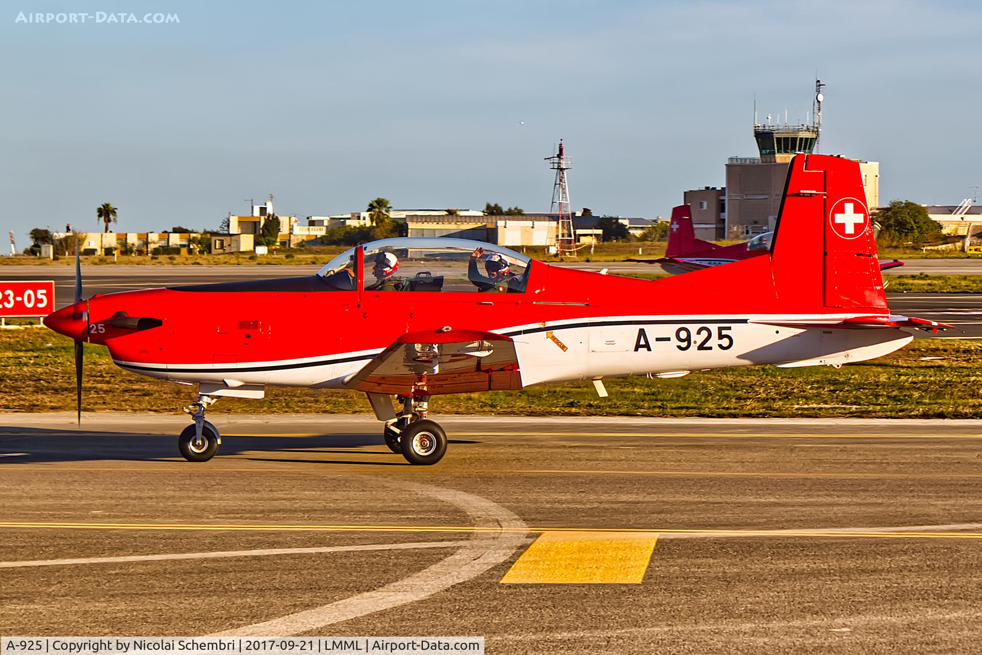 A-925, 1983 Pilatus PC-7 Turbo Trainer C/N 333, Arriving for the Malta International Airshow 2017.