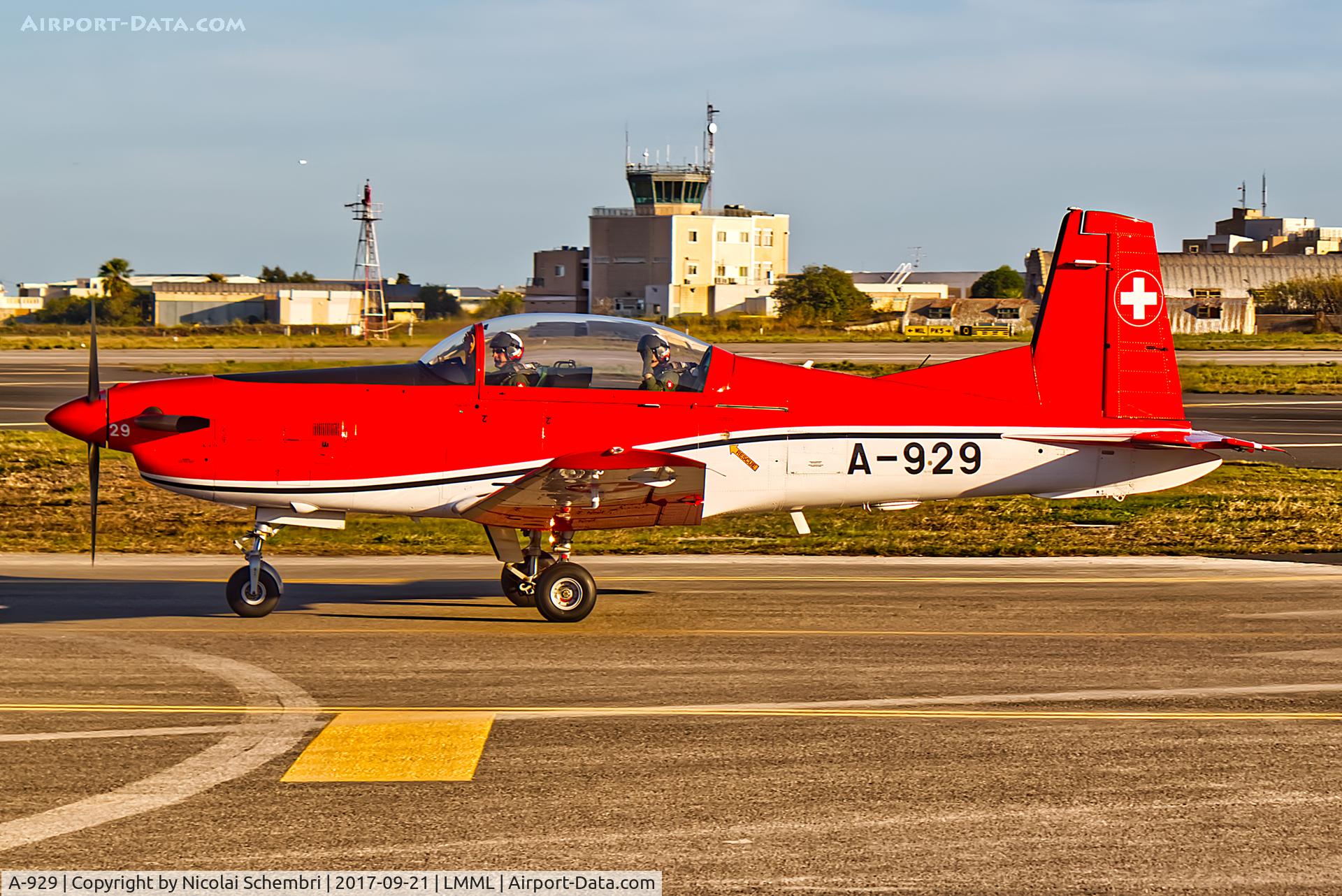 A-929, 1983 Pilatus PC-7 Turbo Trainer C/N 337, Arriving for the Malta International Airshow 2017.