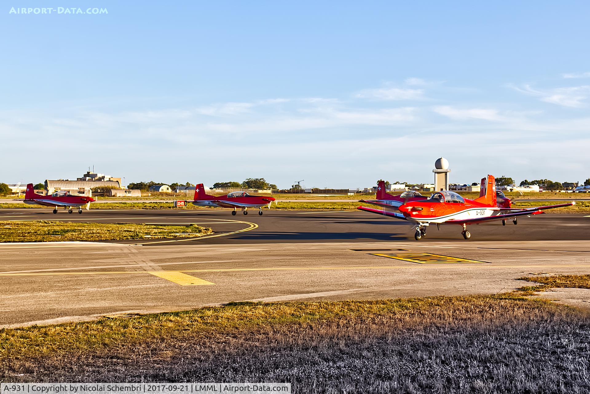 A-931, 1983 Pilatus PC-7 Turbo Trainer C/N 339, Arriving for the Malta International Airshow 2017.