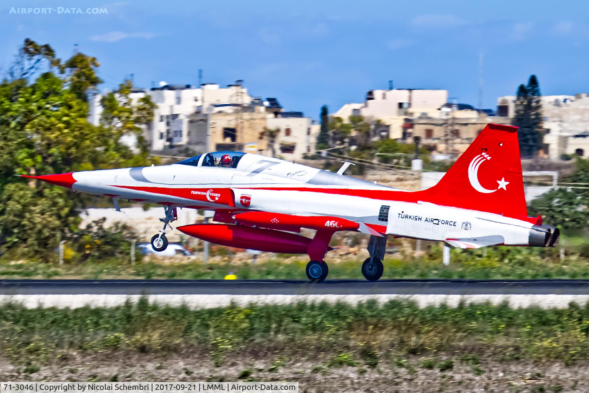 71-3046, Northrop (Canadair) NF-5A-2000 (CL-226) C/N 46, Arriving for the Malta International Airshow 2017.