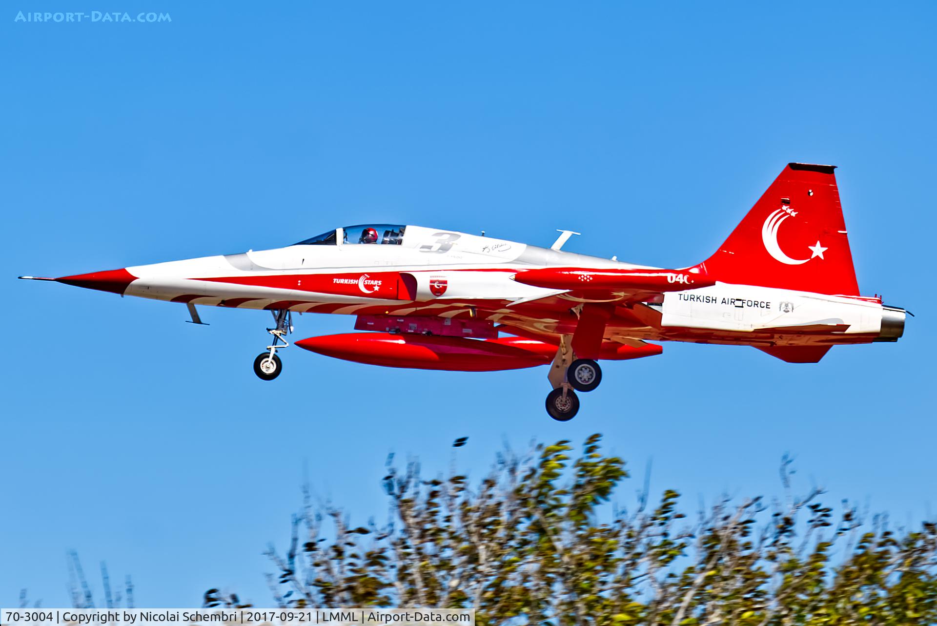 70-3004, Northrop (Canadair) NF-5A-2000 (CL-226) C/N 04, Arriving for the Malta International Airshow 2017.