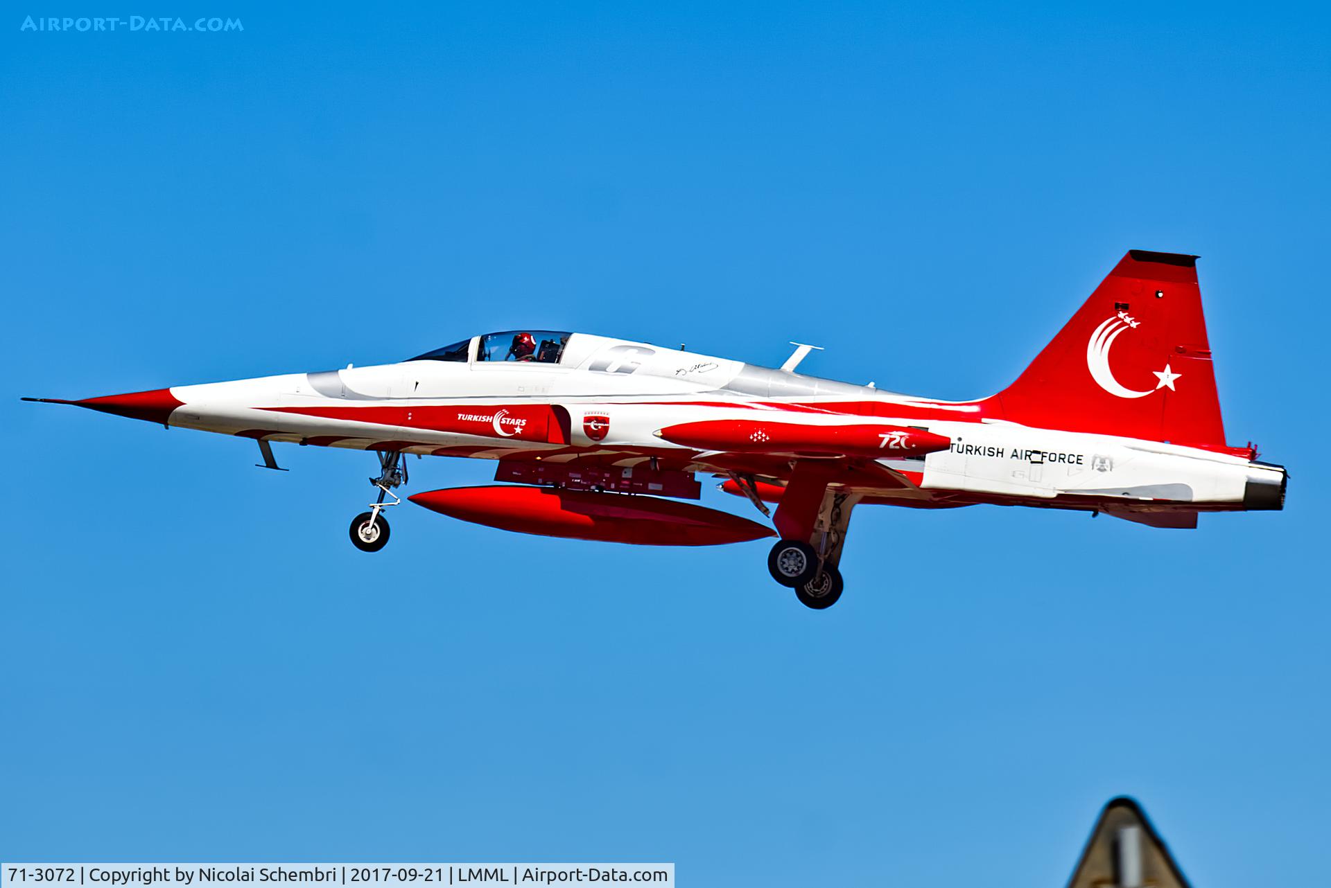 71-3072, Northrop (Canadair) NF-5A-2000 (CL-226) C/N 72, Arriving for the Malta International Airshow 2017.