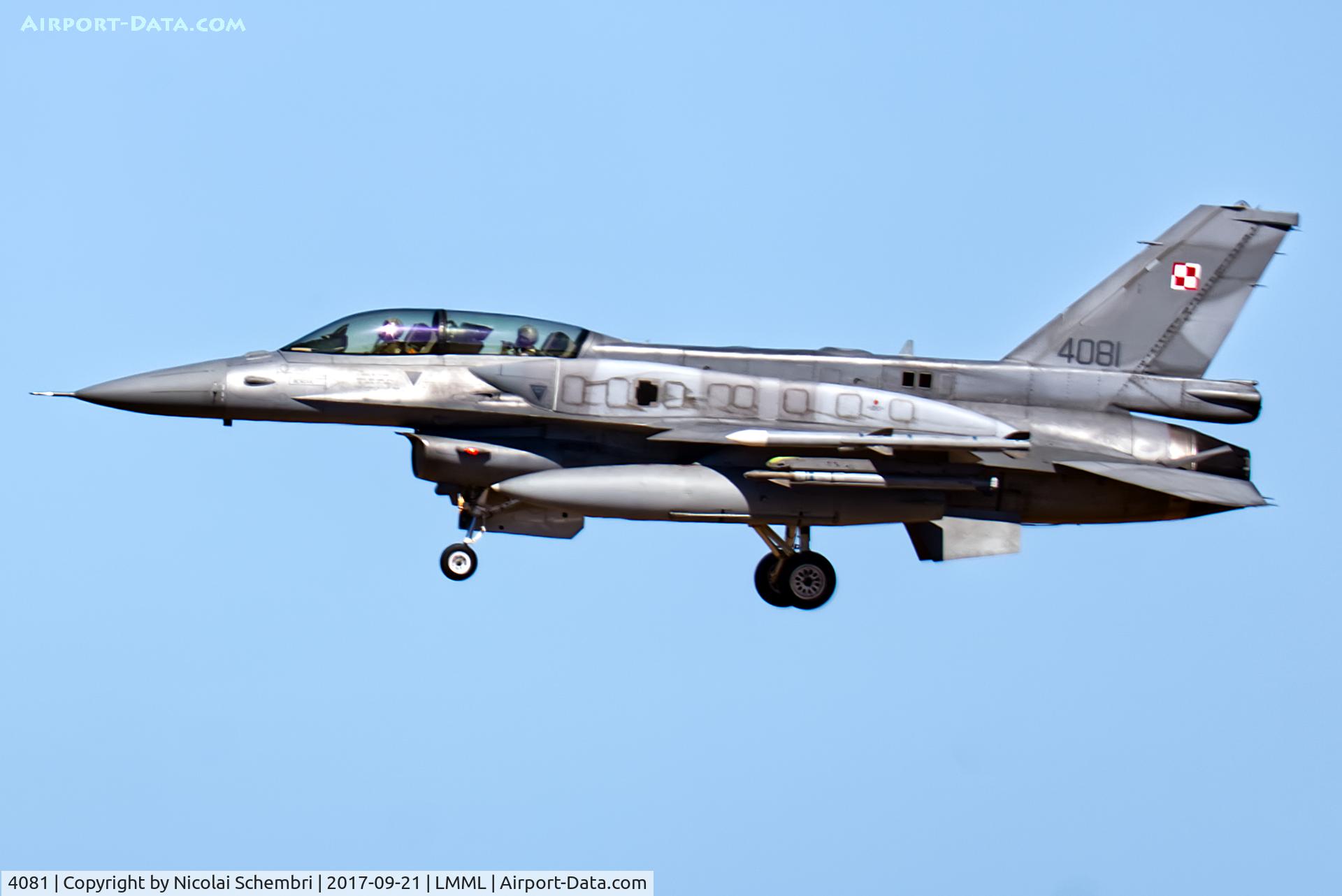 4081, 2003 Lockheed Martin F-16D Fighting Falcon C/N JD-6, Arriving for the Malta International Airshow 2017.