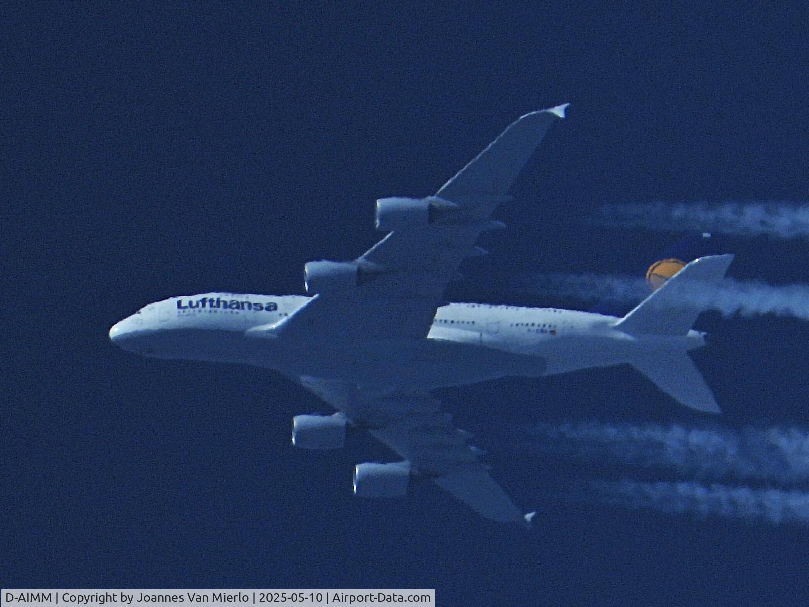 D-AIMM, 2014 Airbus A380-841 C/N 175, DLH414 MUC-IAD over Belgium