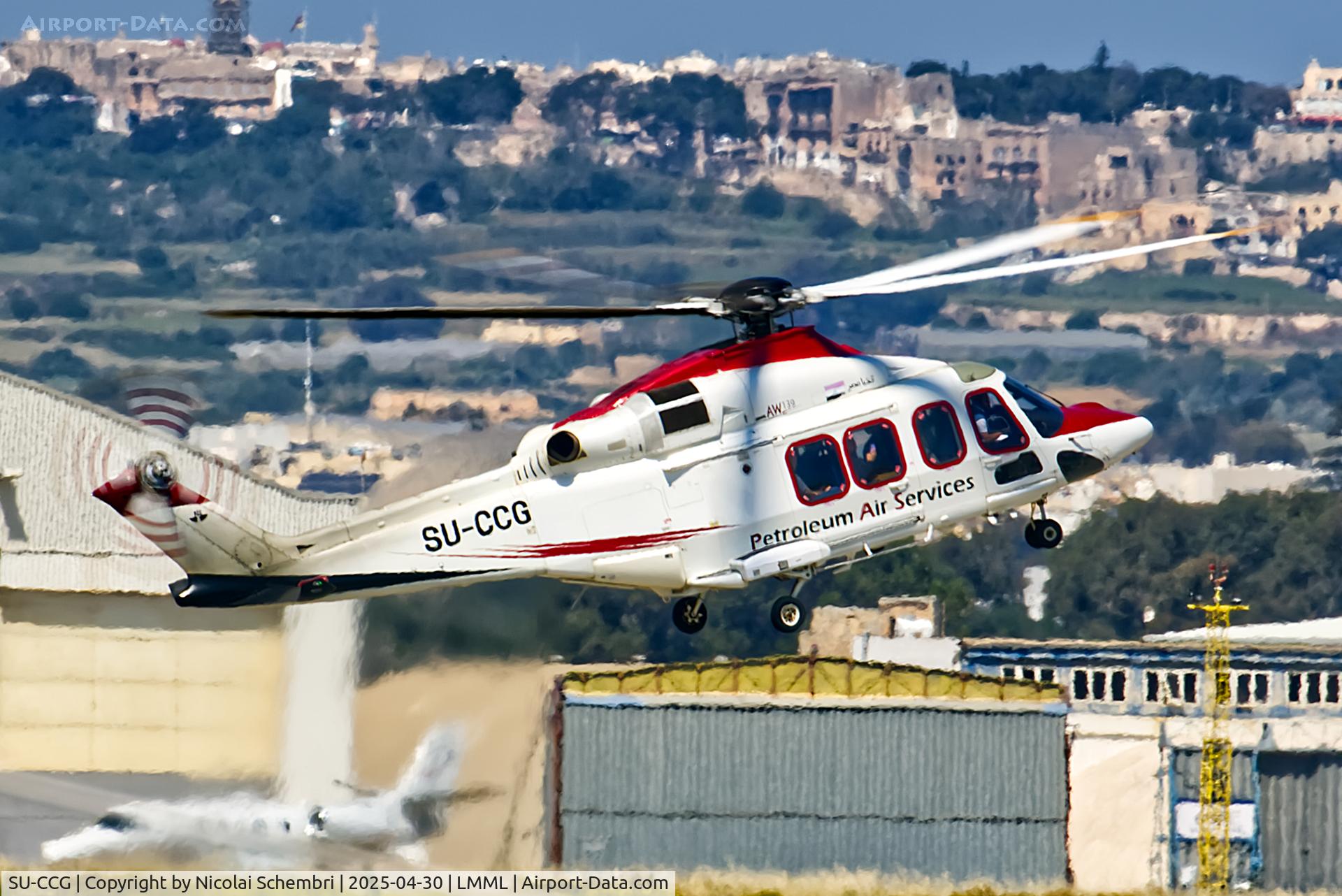 SU-CCG, 2017 Agusta Westland AW139 C/N 41530, Landing at LMML.