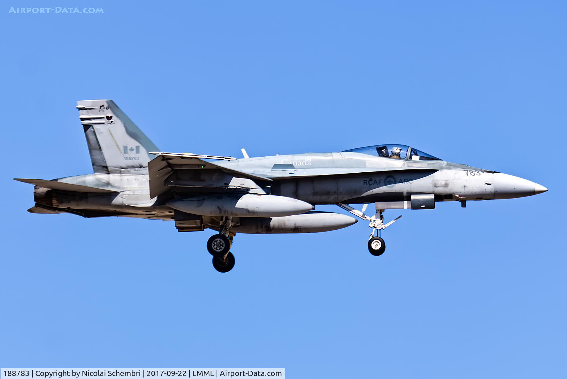 188783, 1987 McDonnell Douglas CF-188A Hornet C/N 0567/A474, Arriving for the Malta International Airshow 2017.